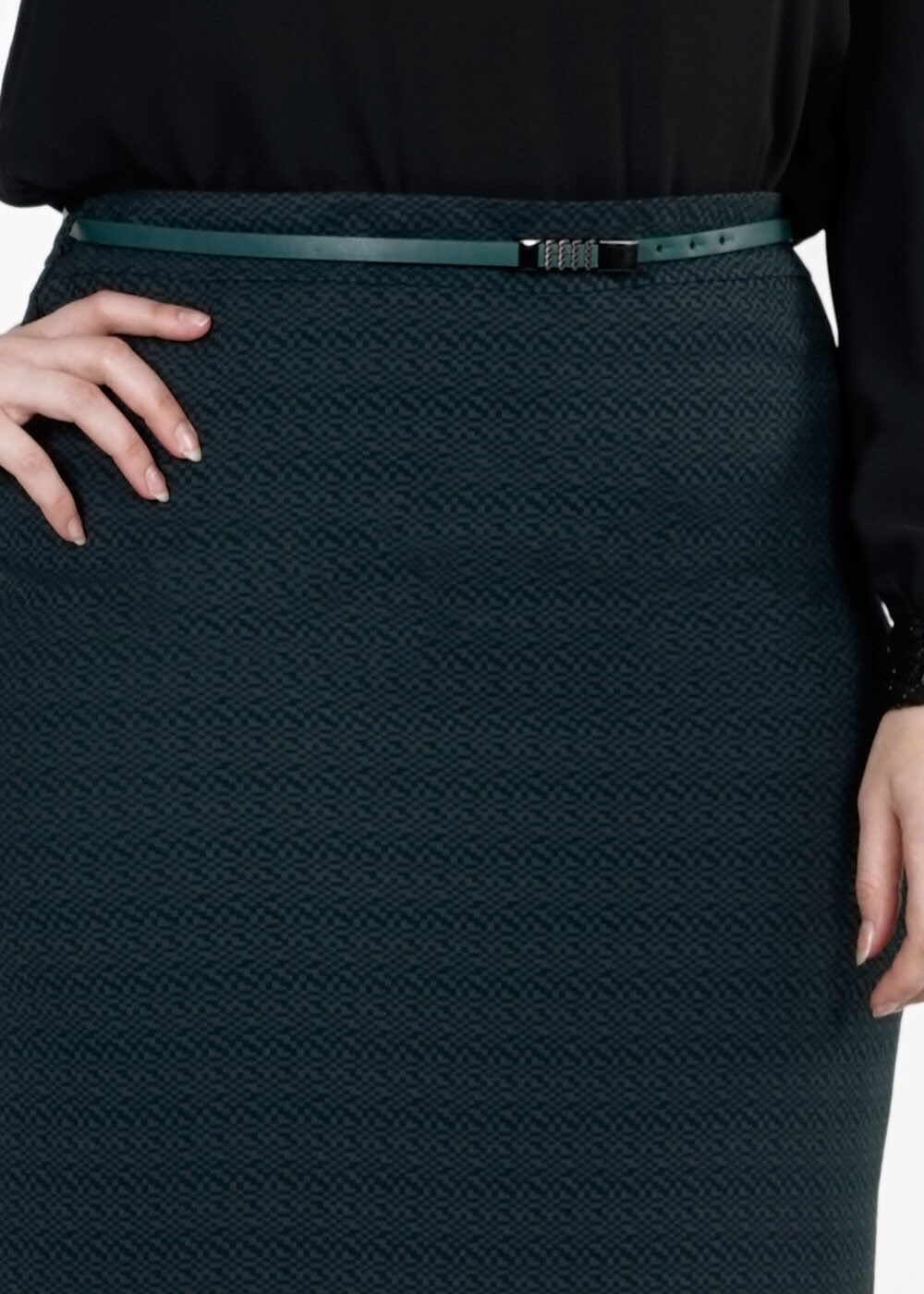 Tesettür giyim YEŞİL DÜZ KESİM ETEK 6779 