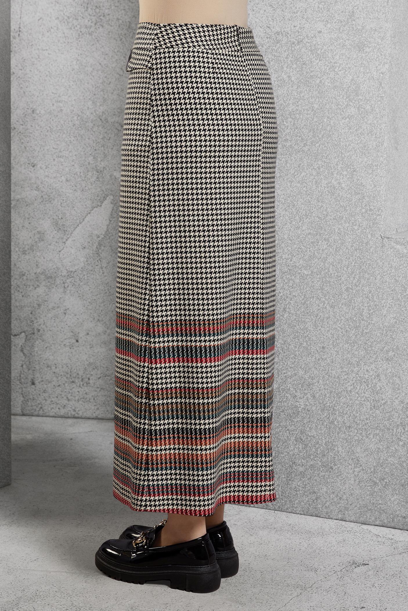 Tesettür giyim SİYAH KAZAYAĞI DESENLİ ETEK 6782