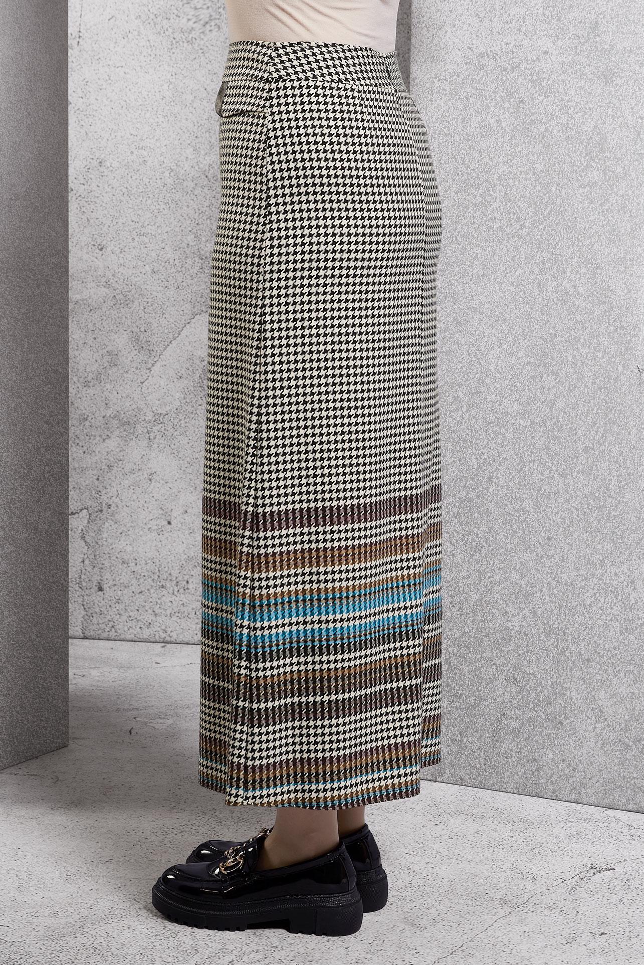 Tesettür giyim BEJ KAZAYAĞI DESENLİ ETEK 6782