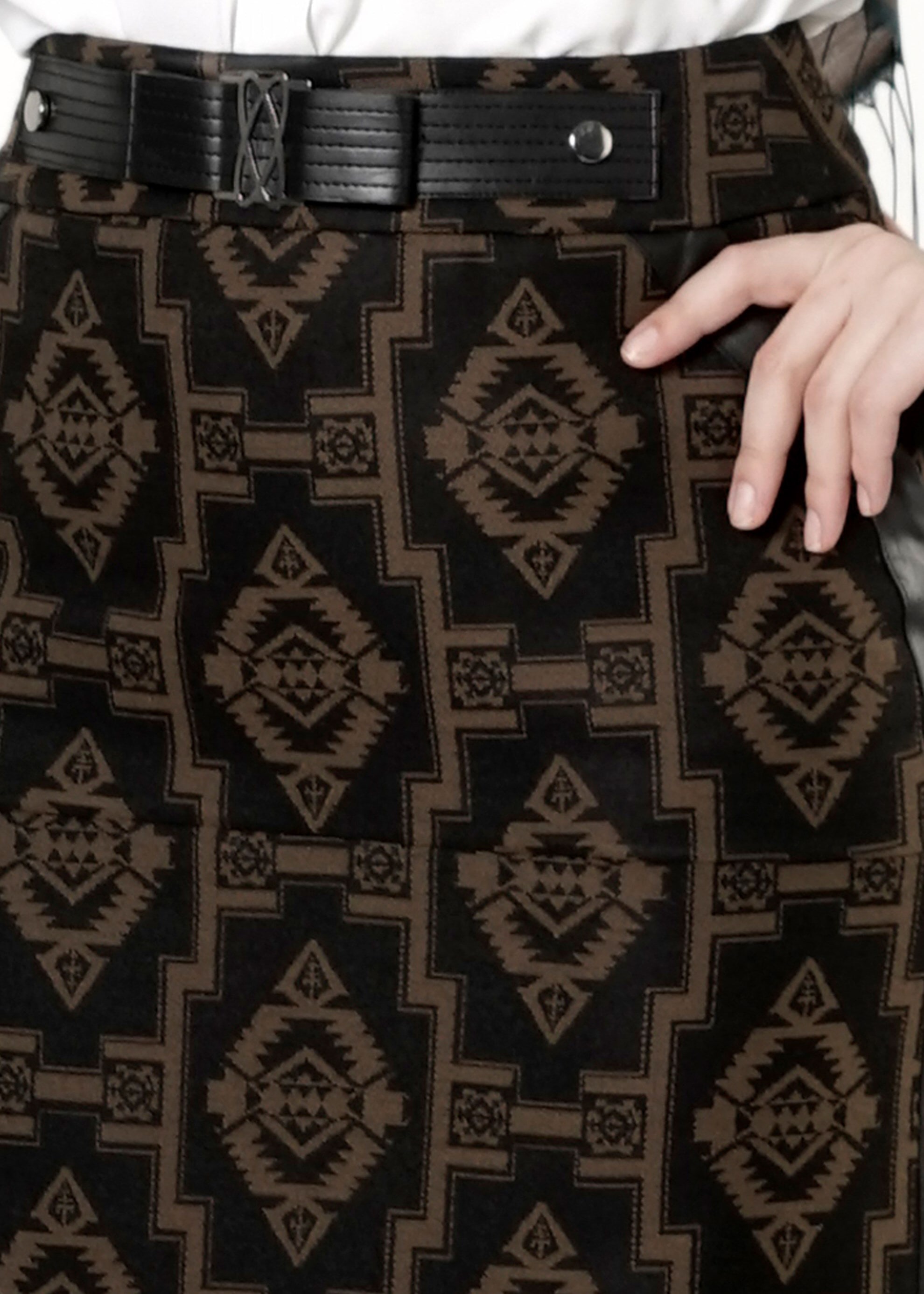 Tesettür giyim KAHVE DESENLİ ETEK 6786 