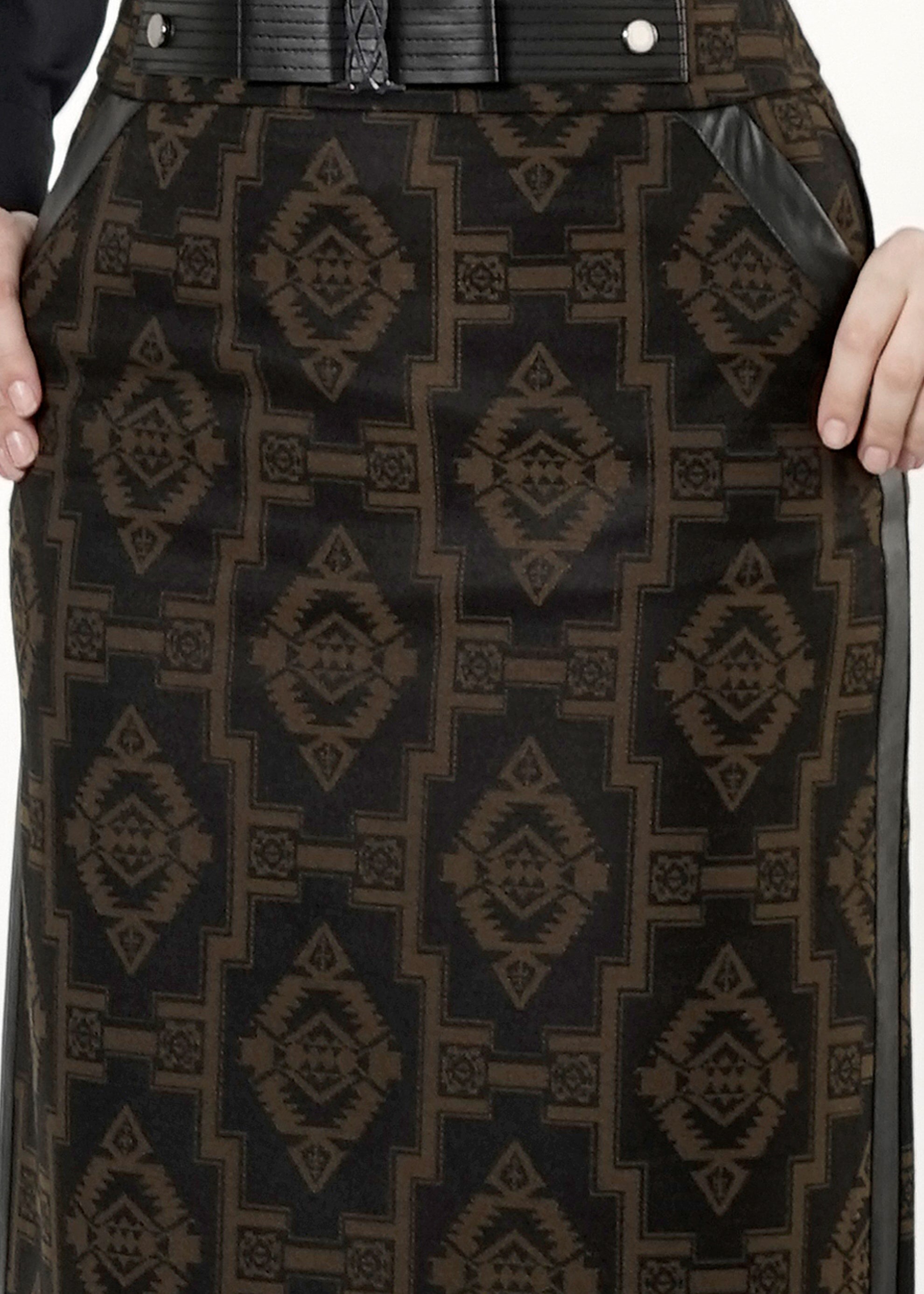 Tesettür giyim HAKİ DESENLİ ETEK 6786 