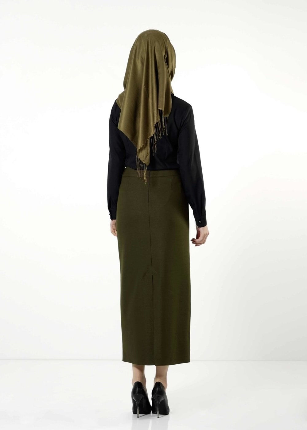 Tesettür giyim HAKİ 6787 ETEK