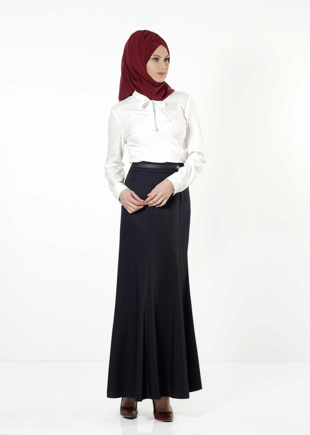 Tesettür giyim LACİVERT BALIK KESİM ETEK 6788 