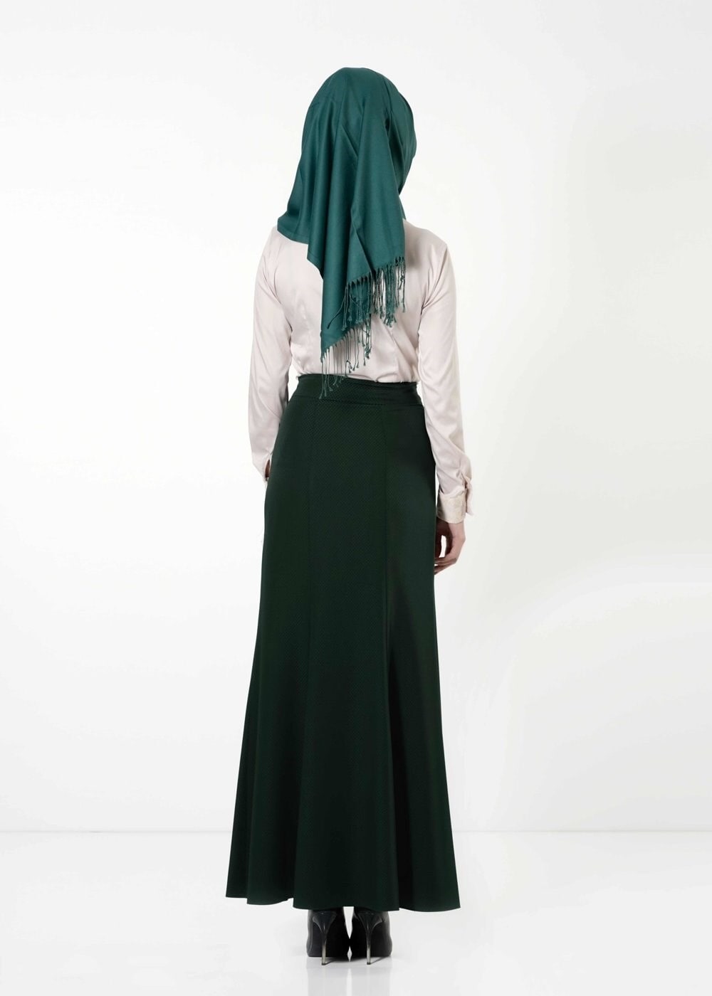 Tesettür giyim YEŞİL BALIK KESİM ETEK 6788 