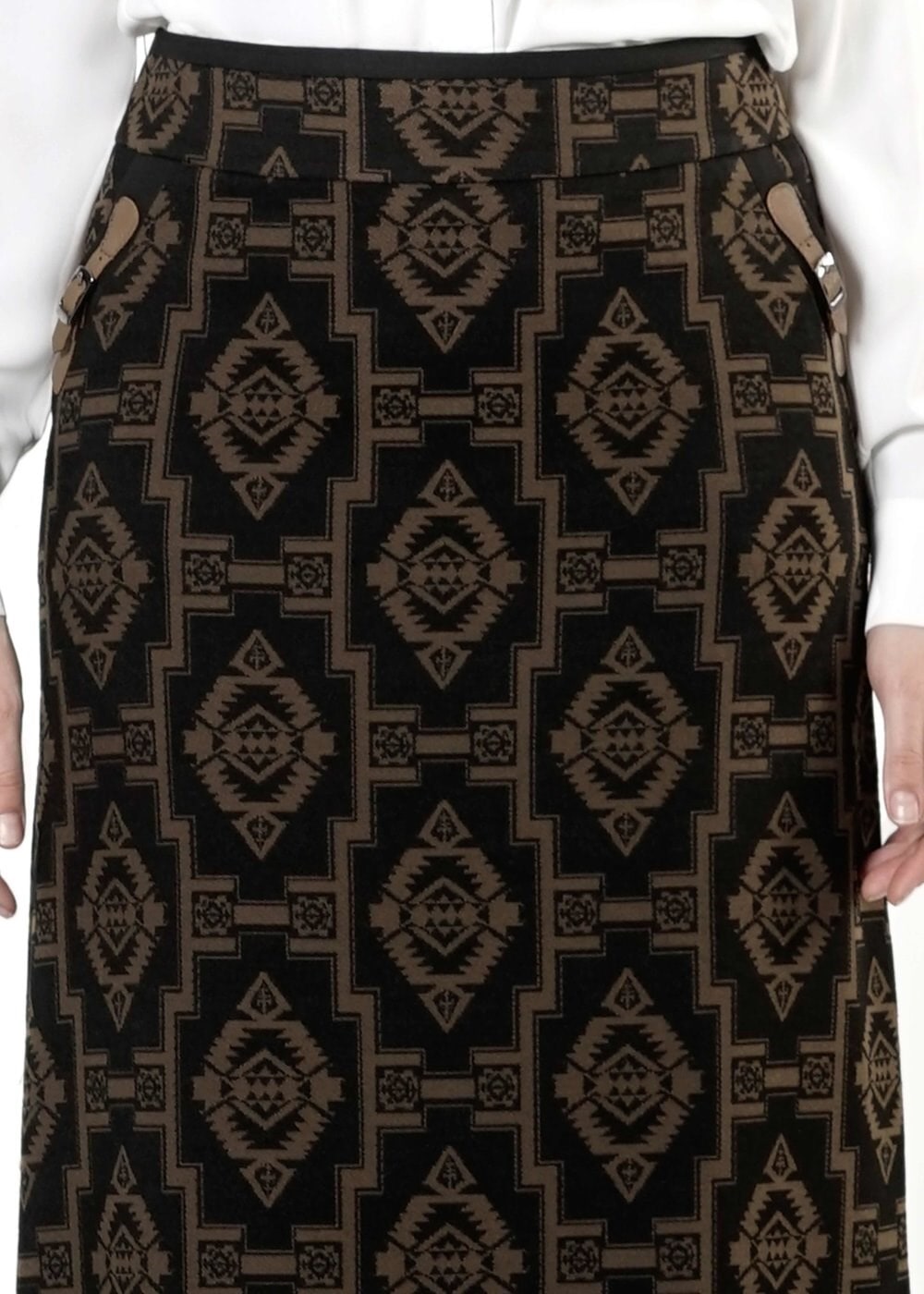 Tesettür giyim KAHVE DESENLİ ETEK 6789 