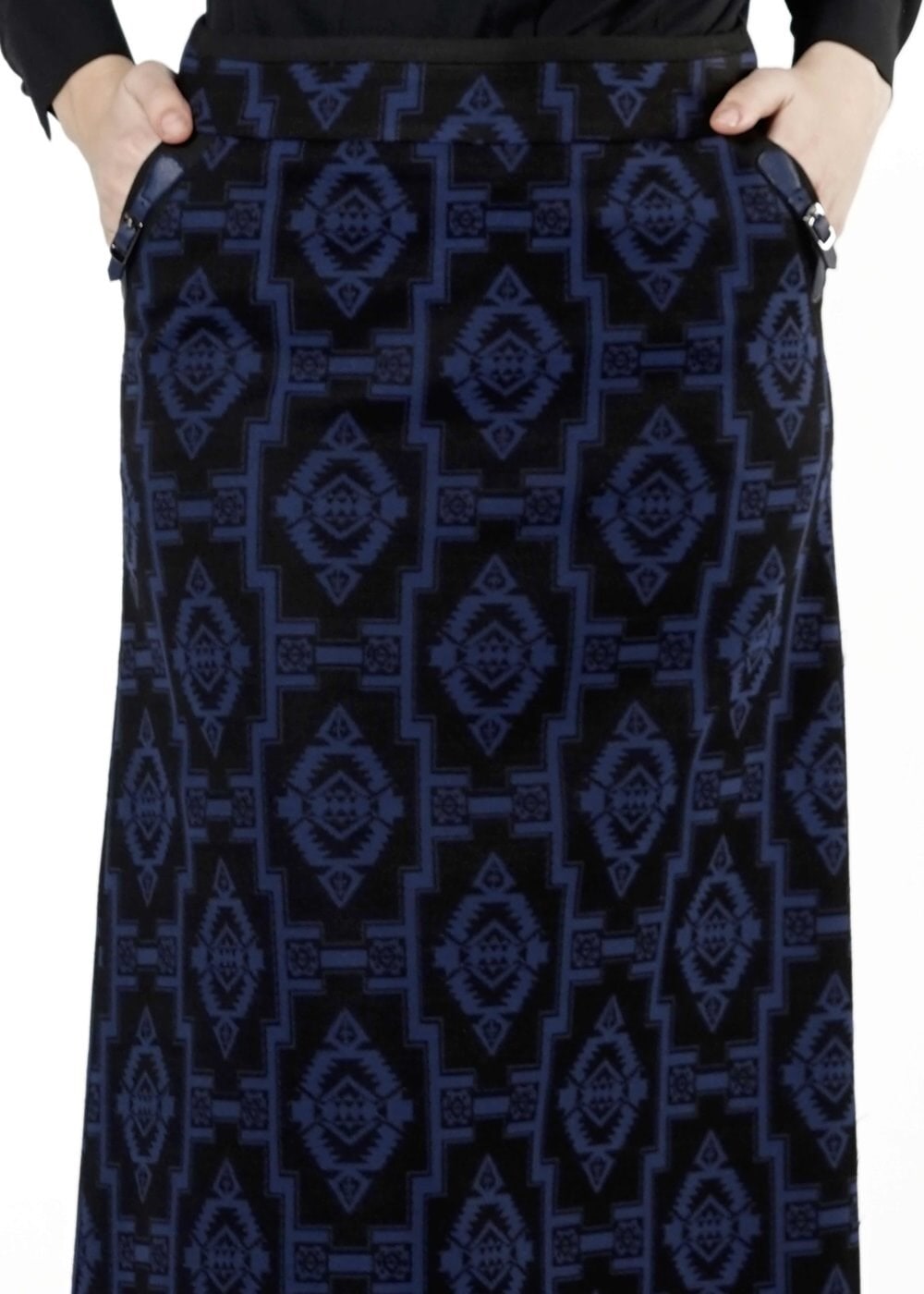 Tesettür giyim LACİVERT DESENLİ ETEK 6789 