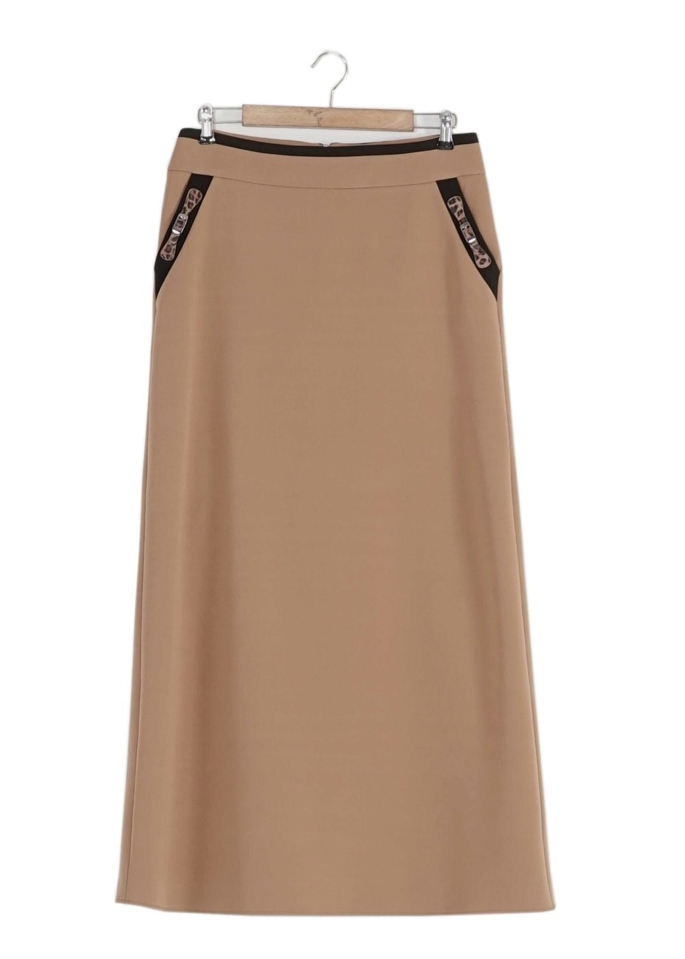 Tesettür giyim KAHVE LEOPAR DESEN DETAYLI ETEK 6790 