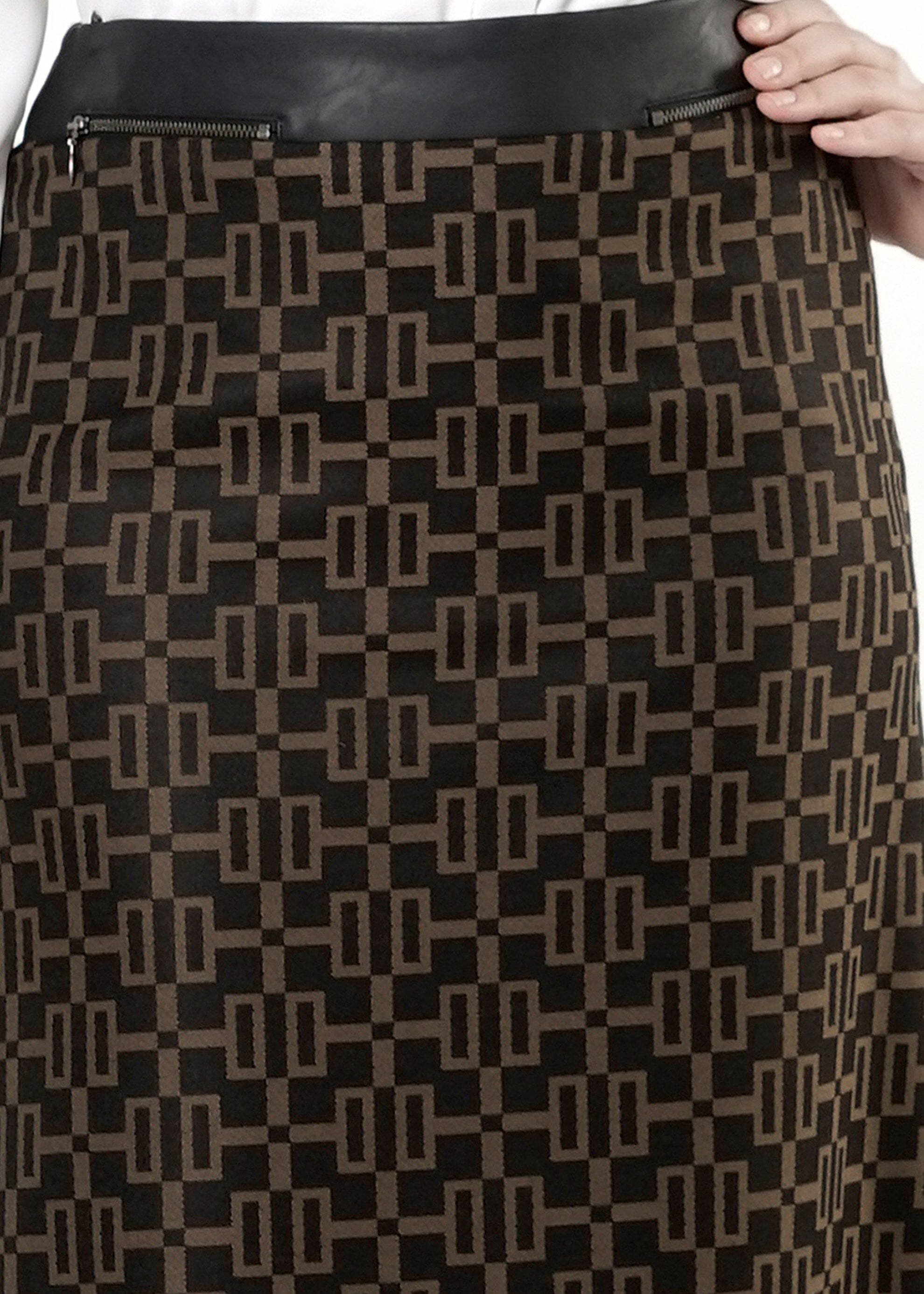 Tesettür giyim KAHVE DESENLİ ETEK 6791 