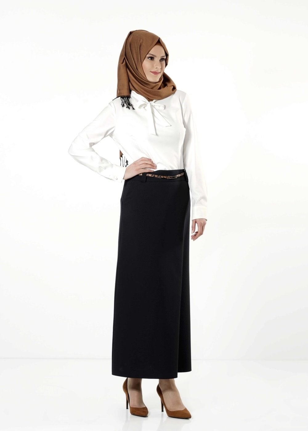 Tesettür giyim SİYAH CEPLİ ETEK 6792 