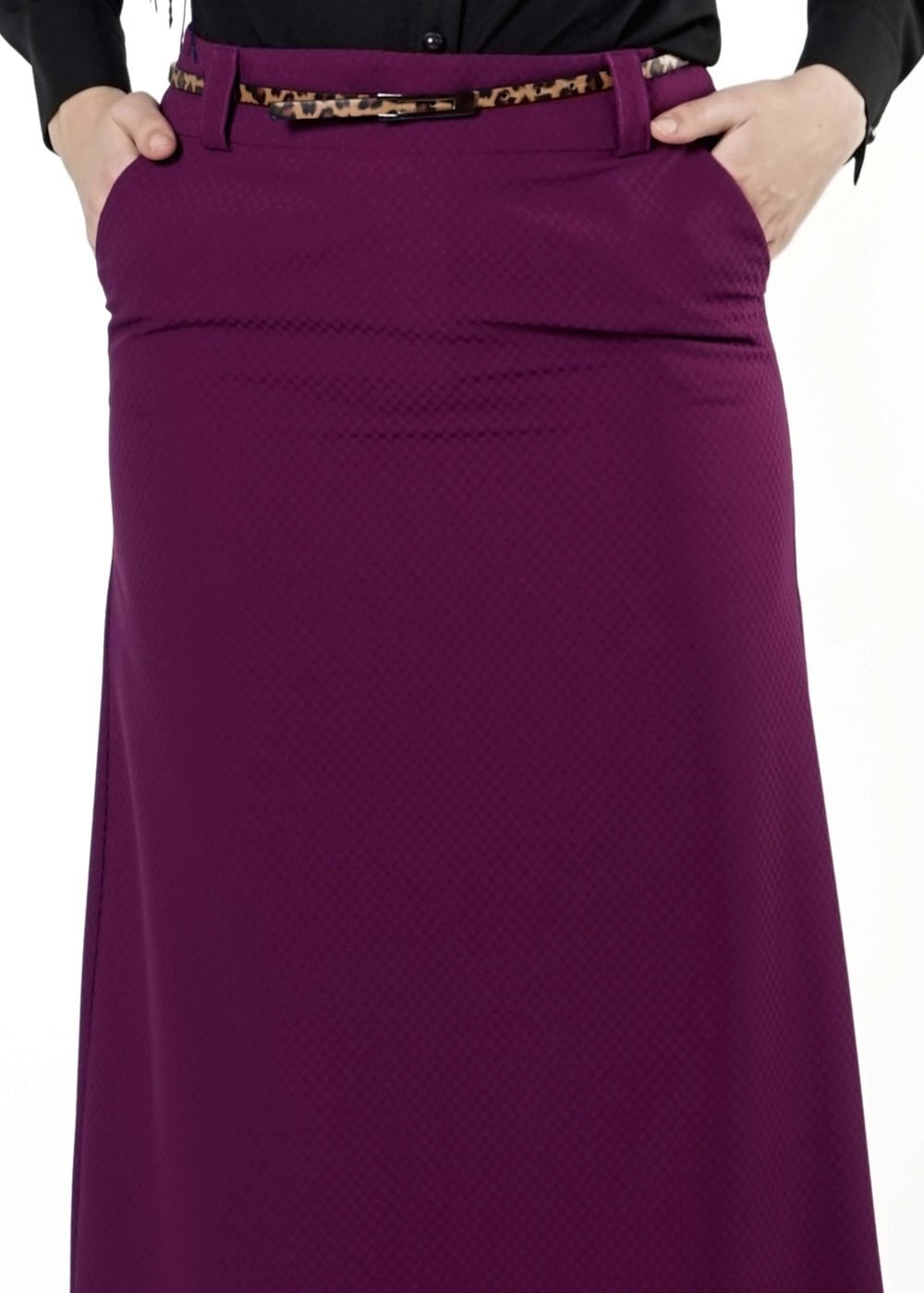 Tesettür giyim FUŞYA CEPLİ ETEK 6792 