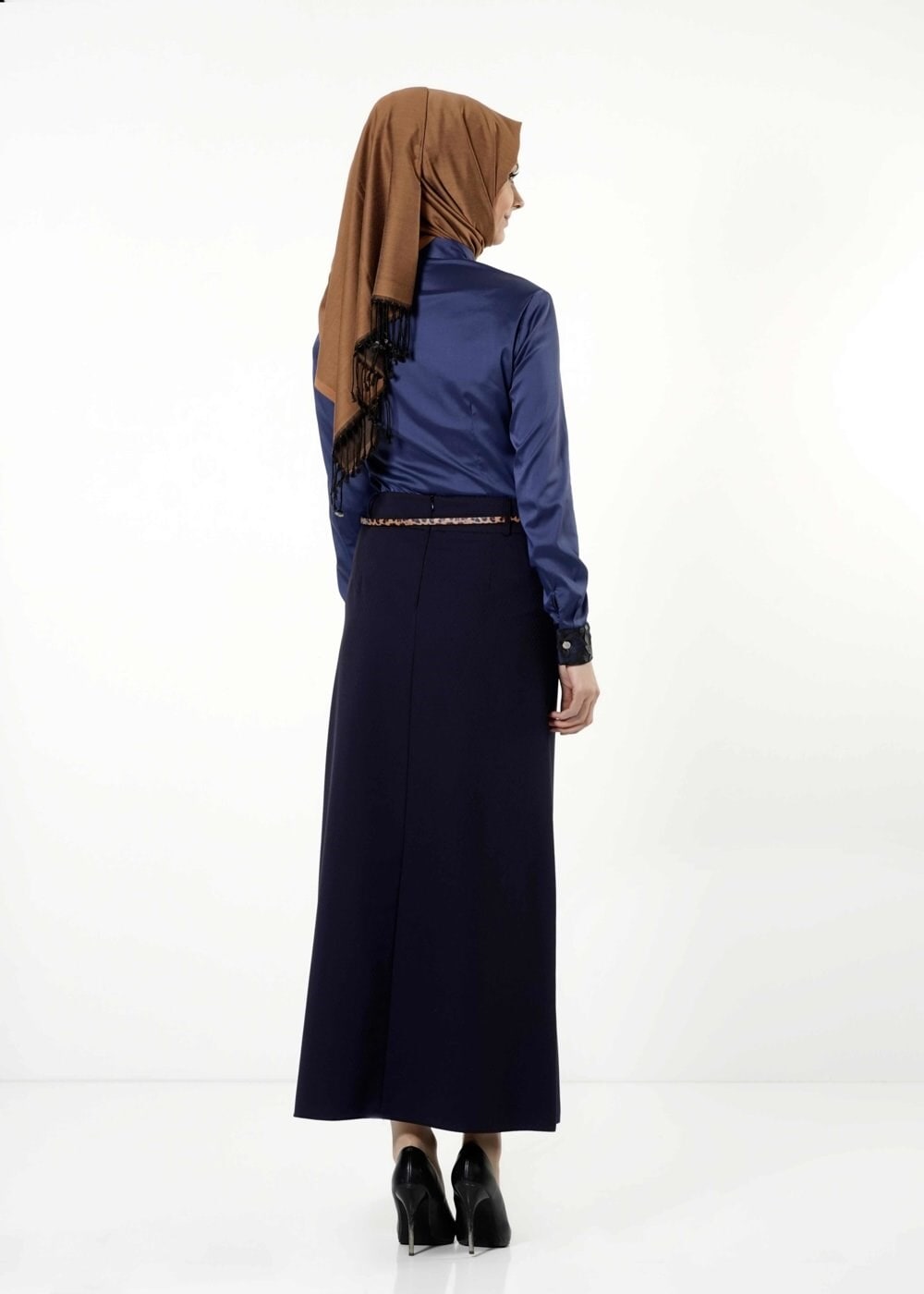 Tesettür giyim LACİVERT CEPLİ ETEK 6792 