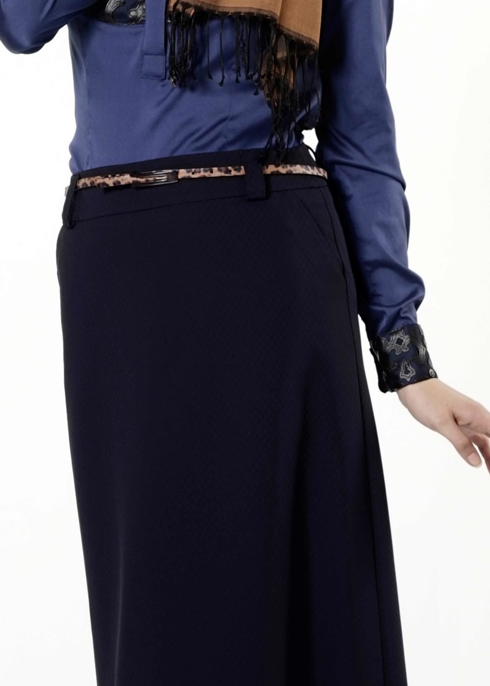 Tesettür giyim LACİVERT CEPLİ ETEK 6792 