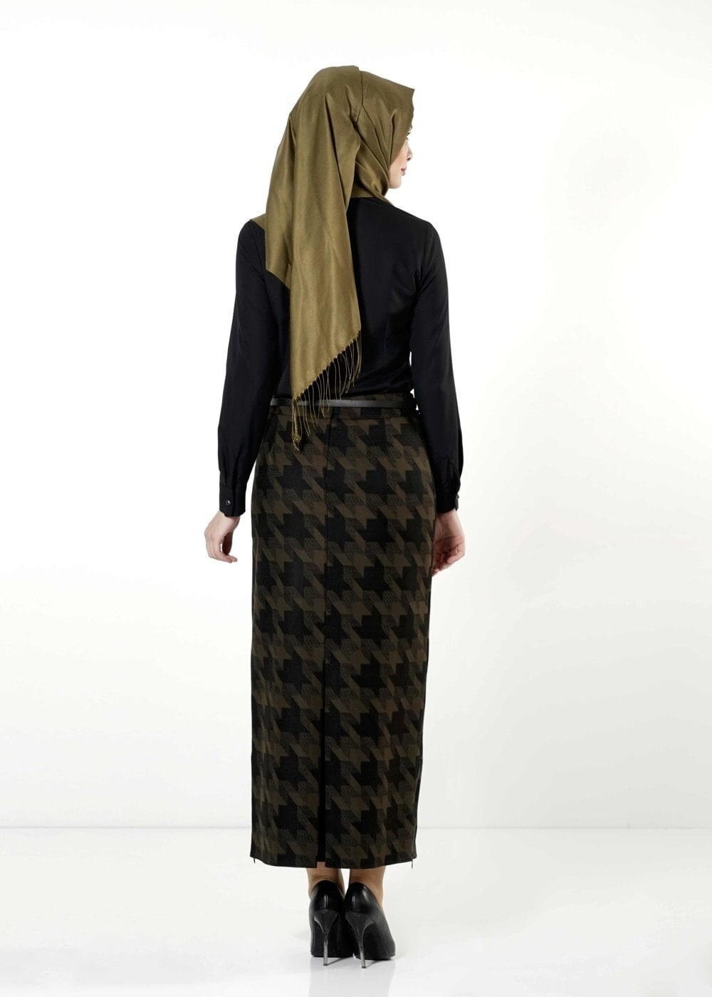 Tesettür giyim HAKİ 6794 ETEK