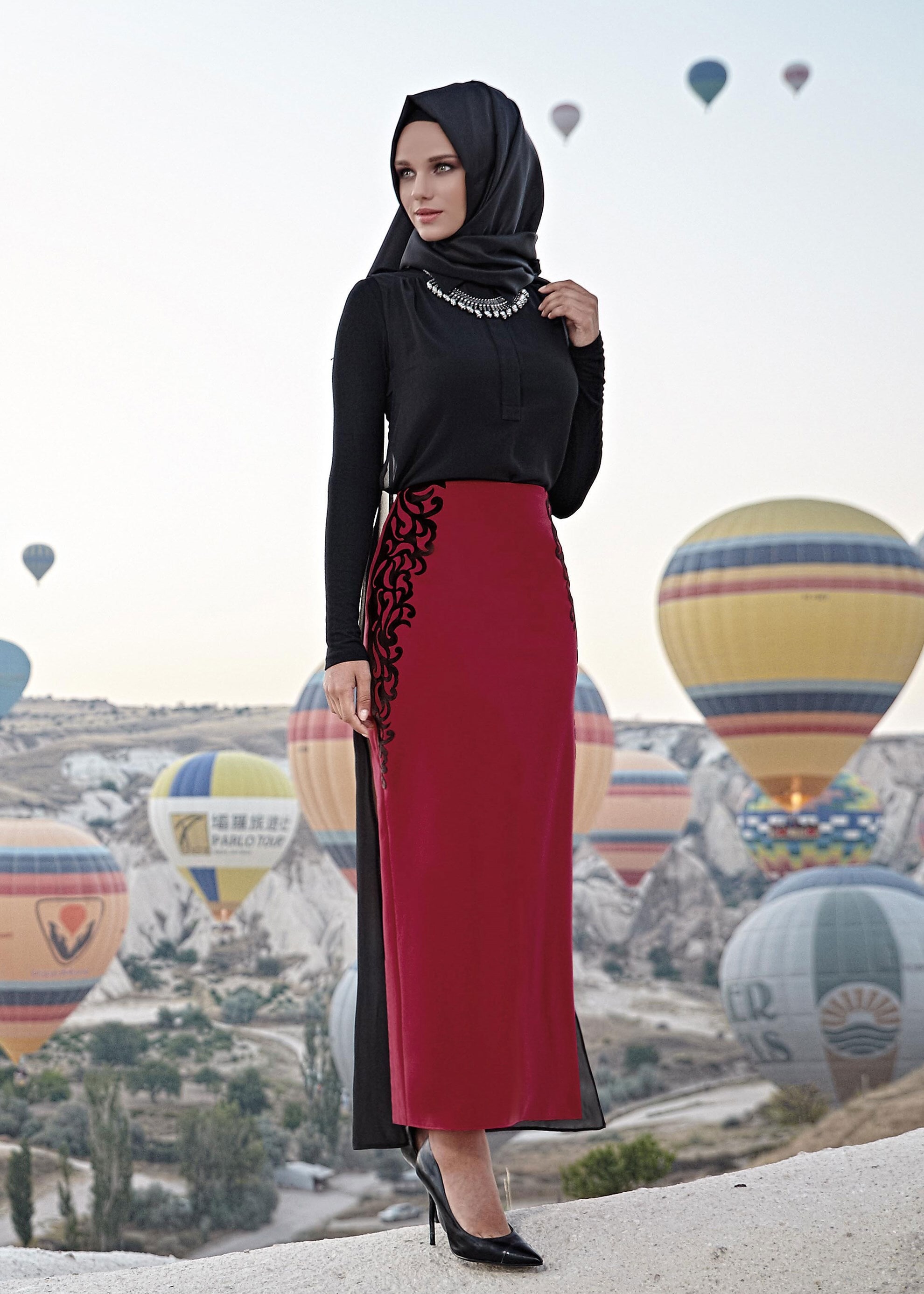 Tesettür giyim BORDO 6795 ETEK