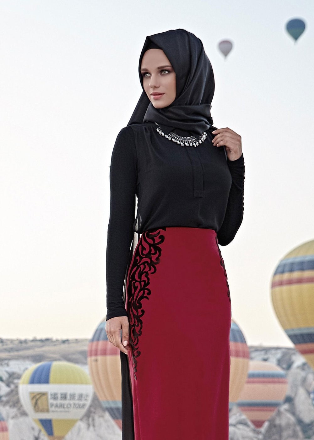 Tesettür giyim BORDO 6795 ETEK