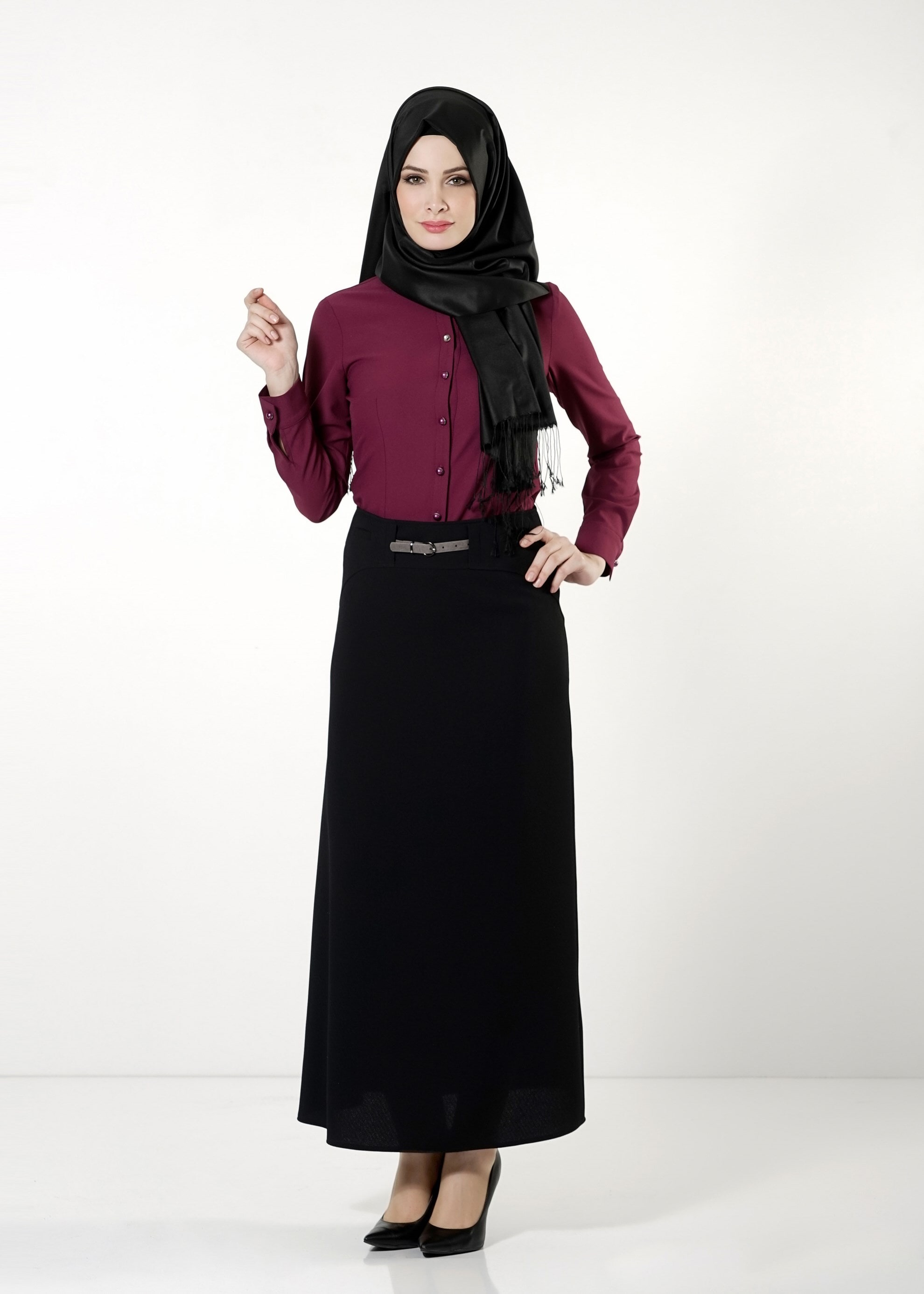 Tesettür giyim SİYAH A KESİM ETEK 6804 