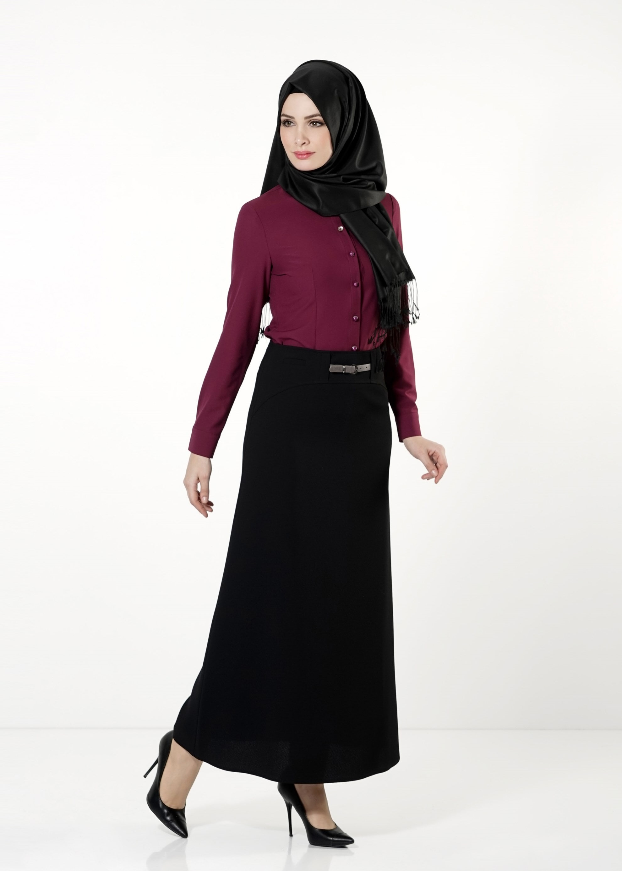 Tesettür giyim SİYAH A KESİM ETEK 6804 