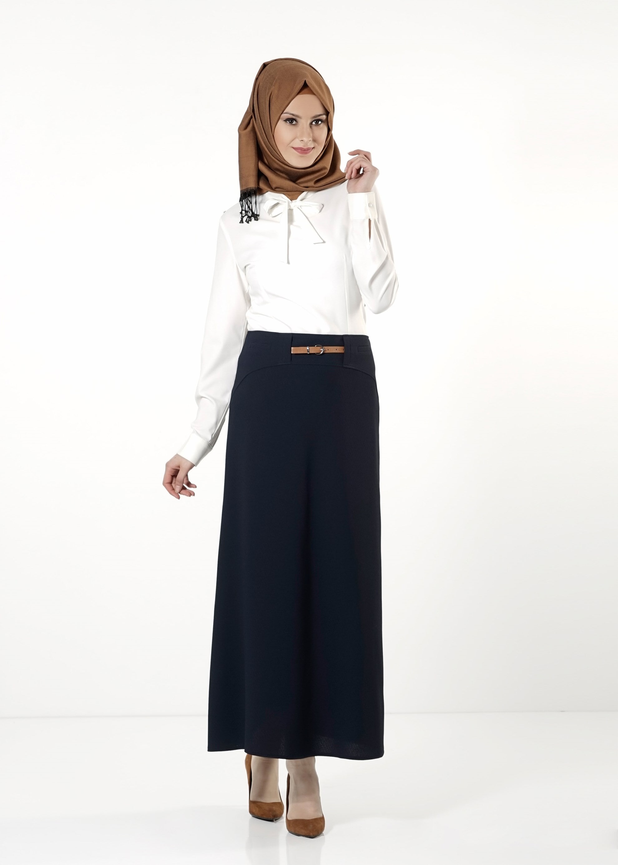 Tesettür giyim LACİVERT A KESİM ETEK 6804 