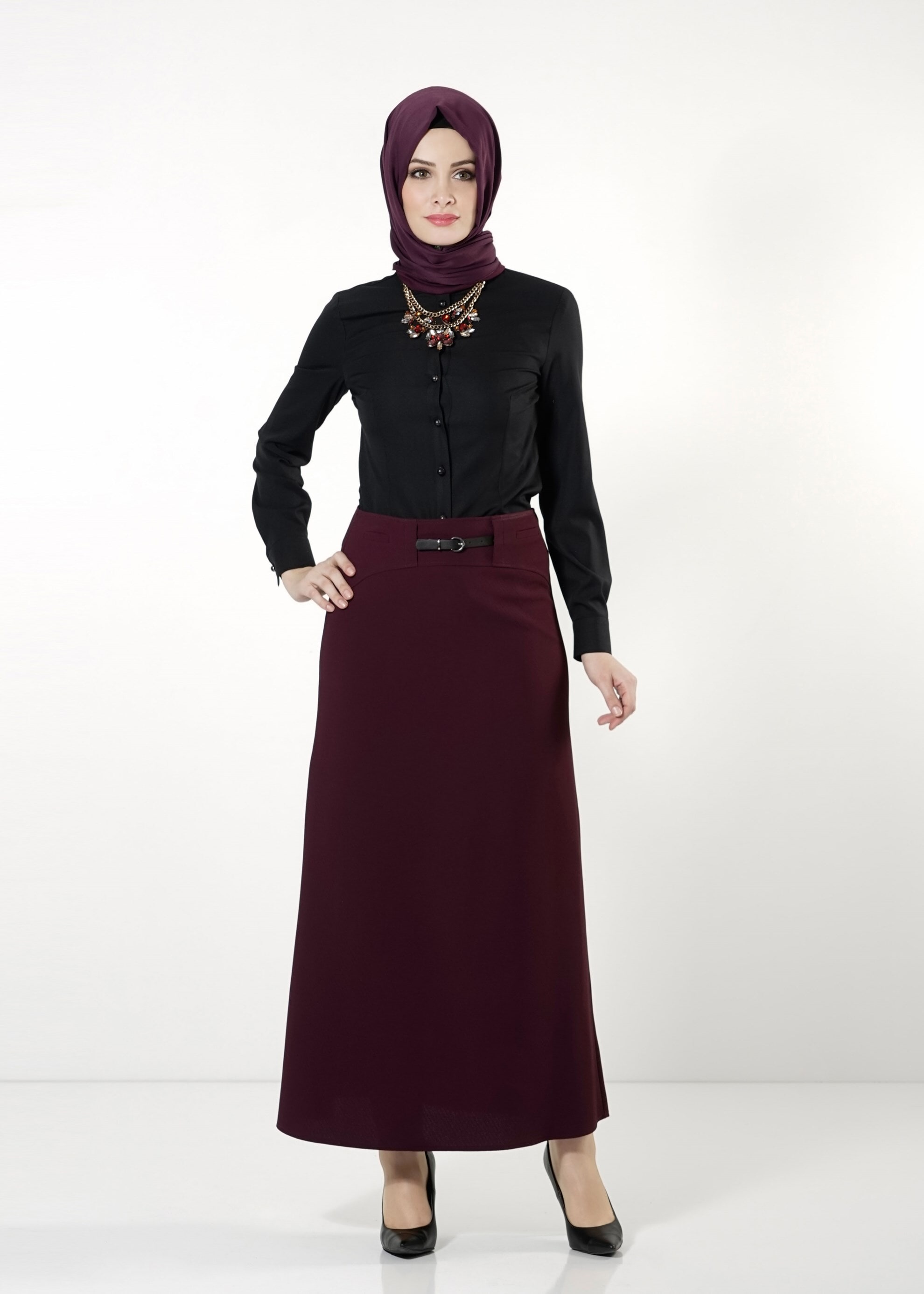 Tesettür giyim MÜRDÜM A KESİM ETEK 6804 