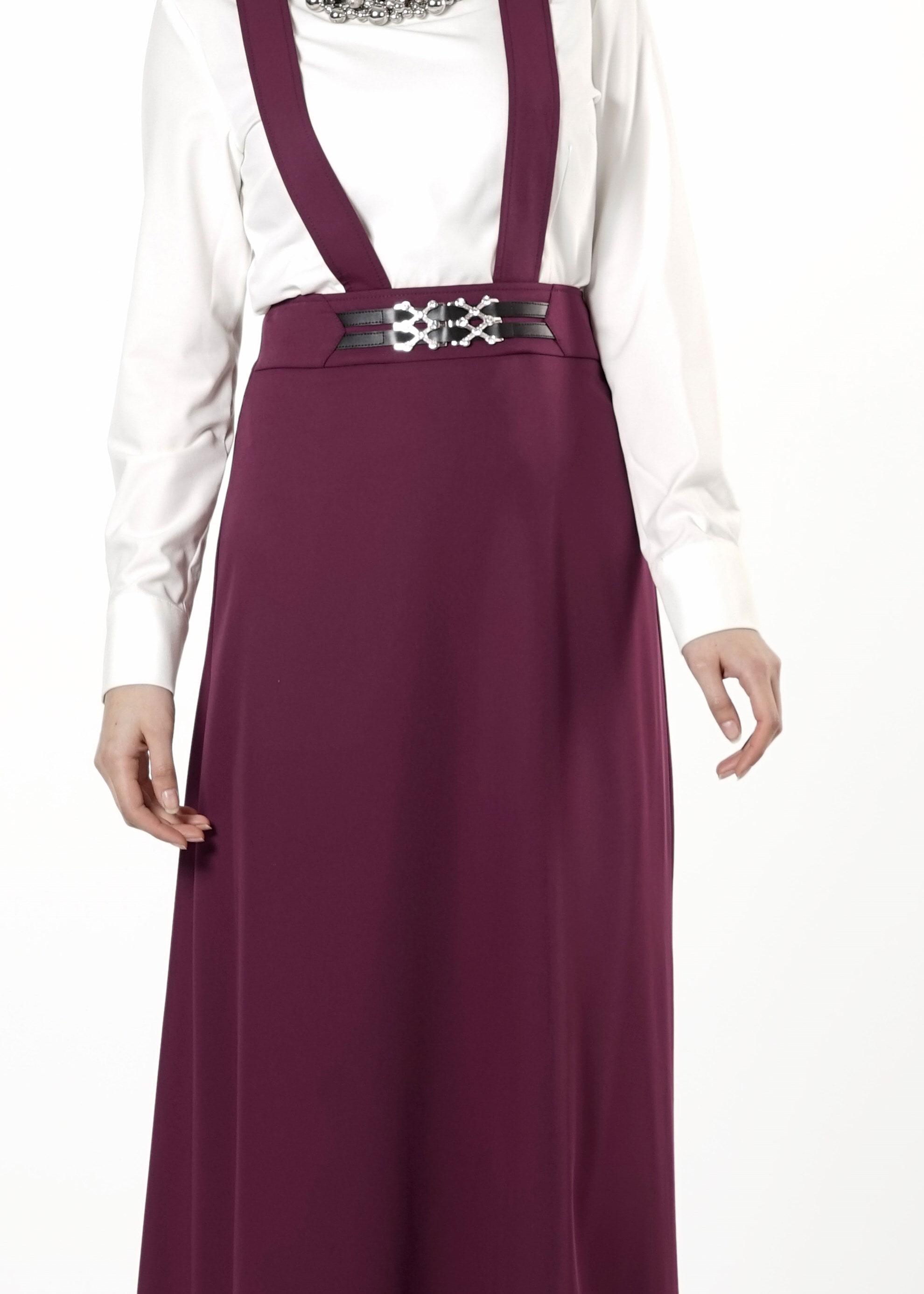 Tesettür giyim MÜRDÜM ÇAPRAZ ASKILI ETEK 6805 