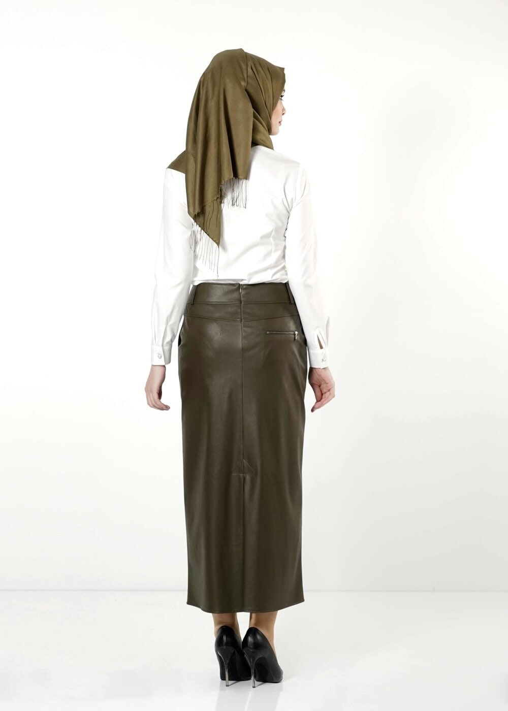 Tesettür giyim HAKİ 6808 ETEK