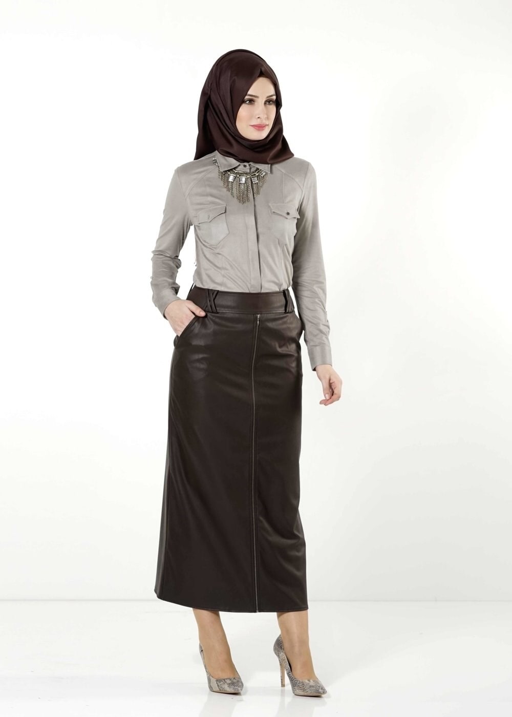 Tesettür giyim KAHVE 6808 ETEK