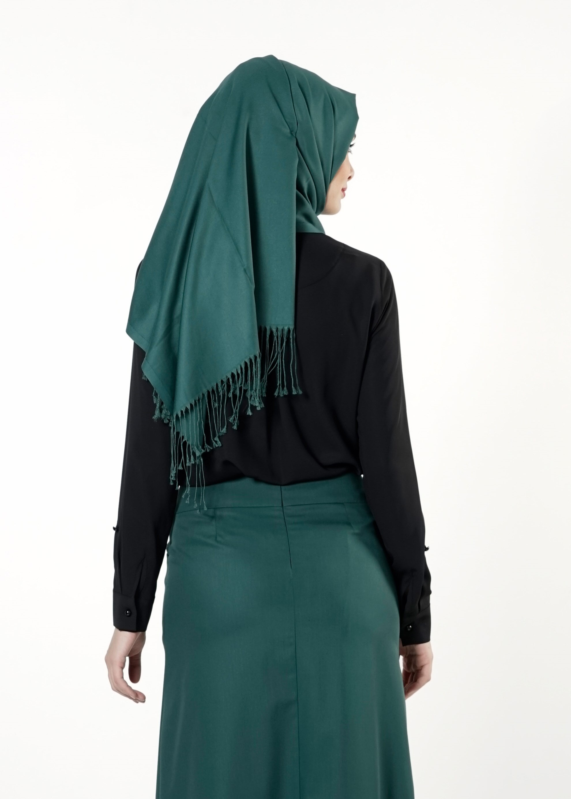 Tesettür giyim YEŞİL İNCİ DETAYLI ETEK 6810 