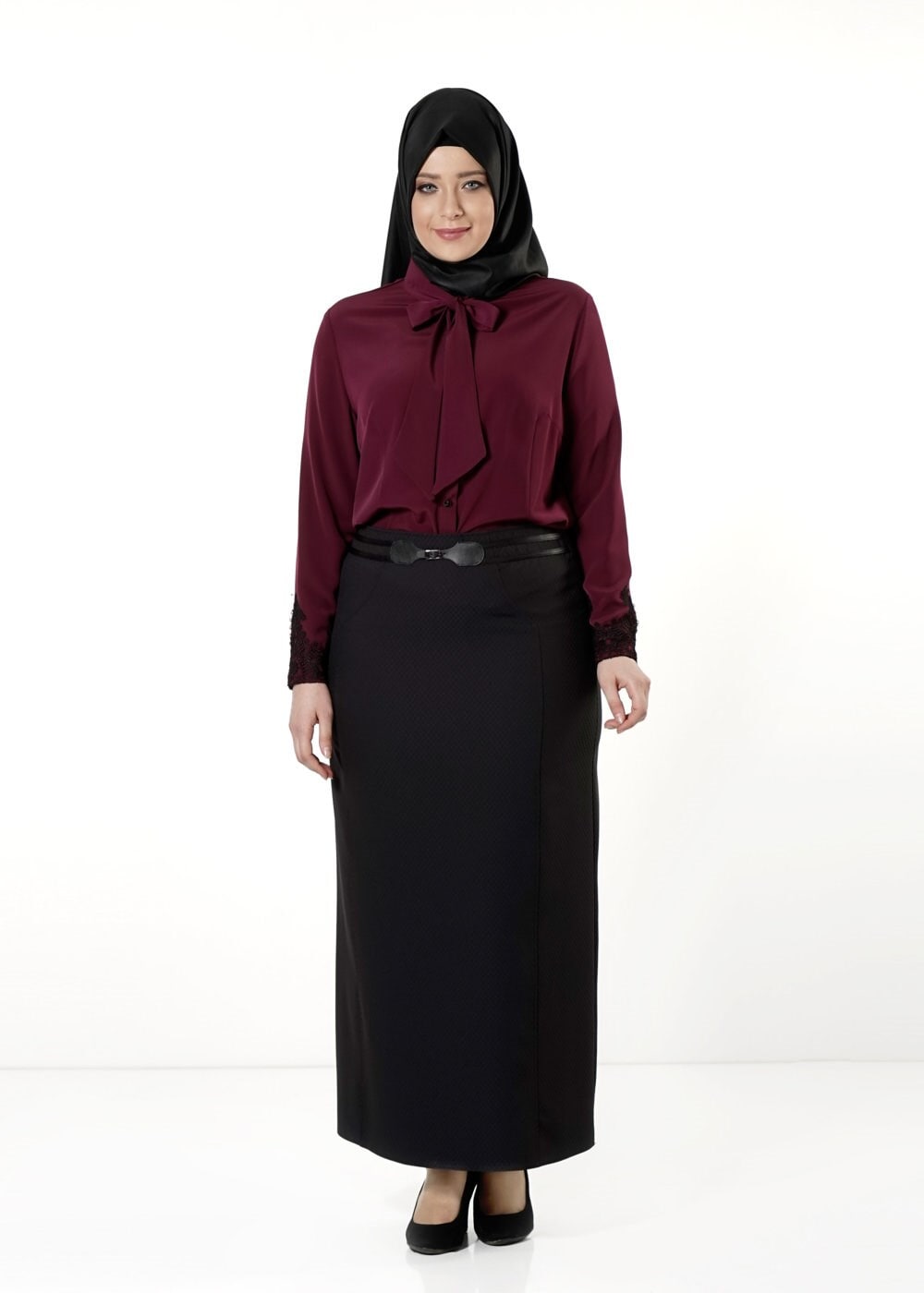 Tesettür giyim SİYAH DÜZ KESİM ETEK 6811 