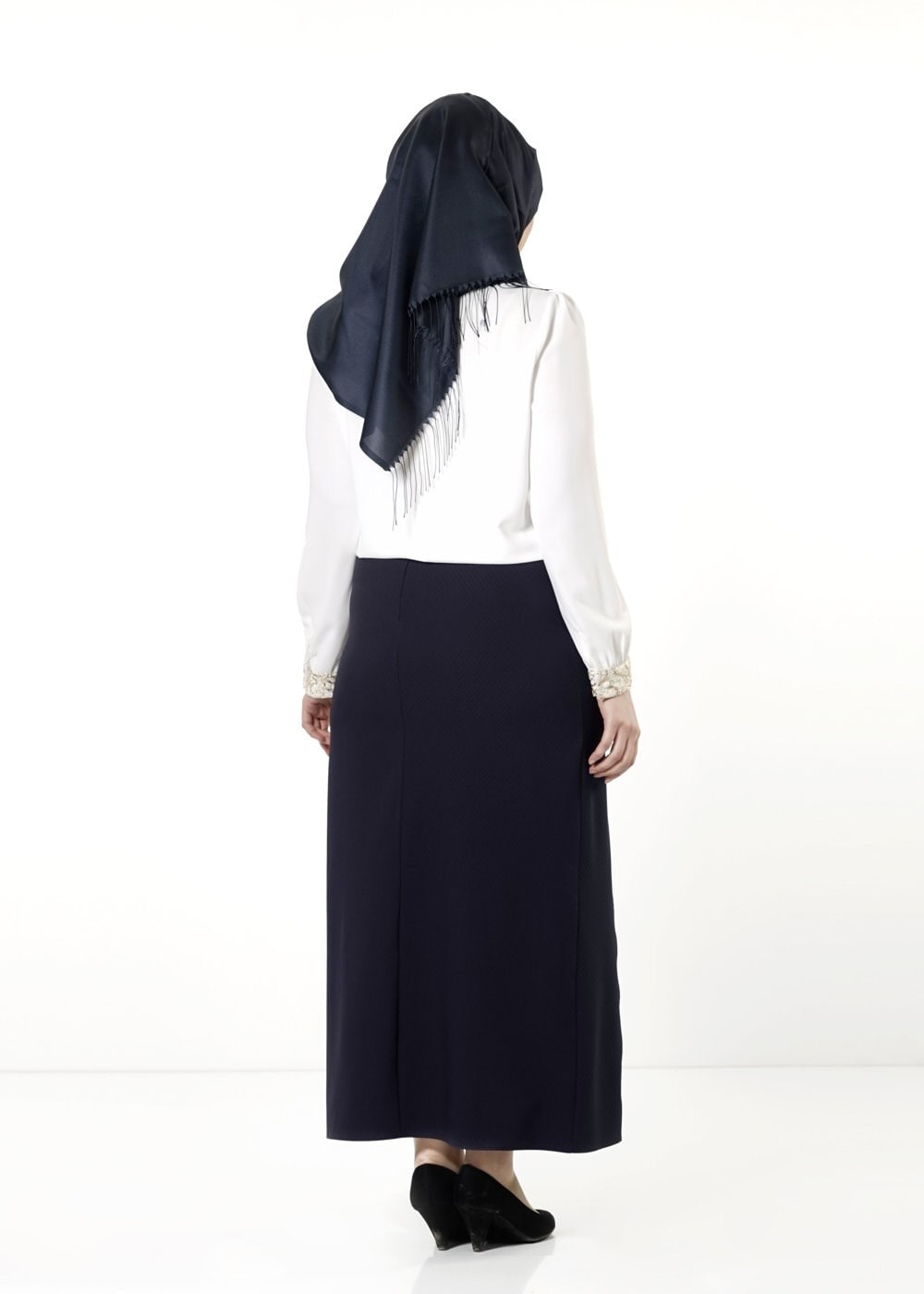 Tesettür giyim LACİVERT DÜZ KESİM ETEK 6811 