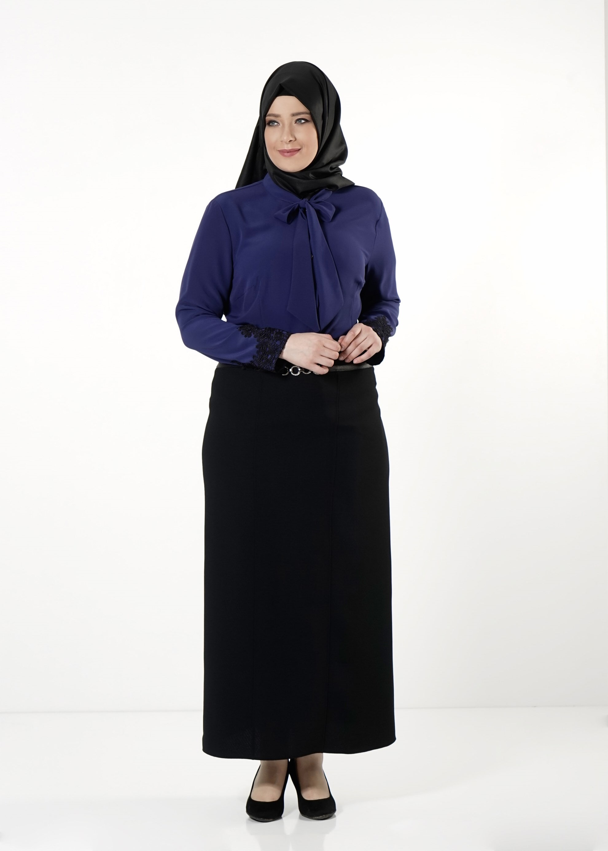 Tesettür giyim SİYAH DÜZ KESİM ETEK 6812 