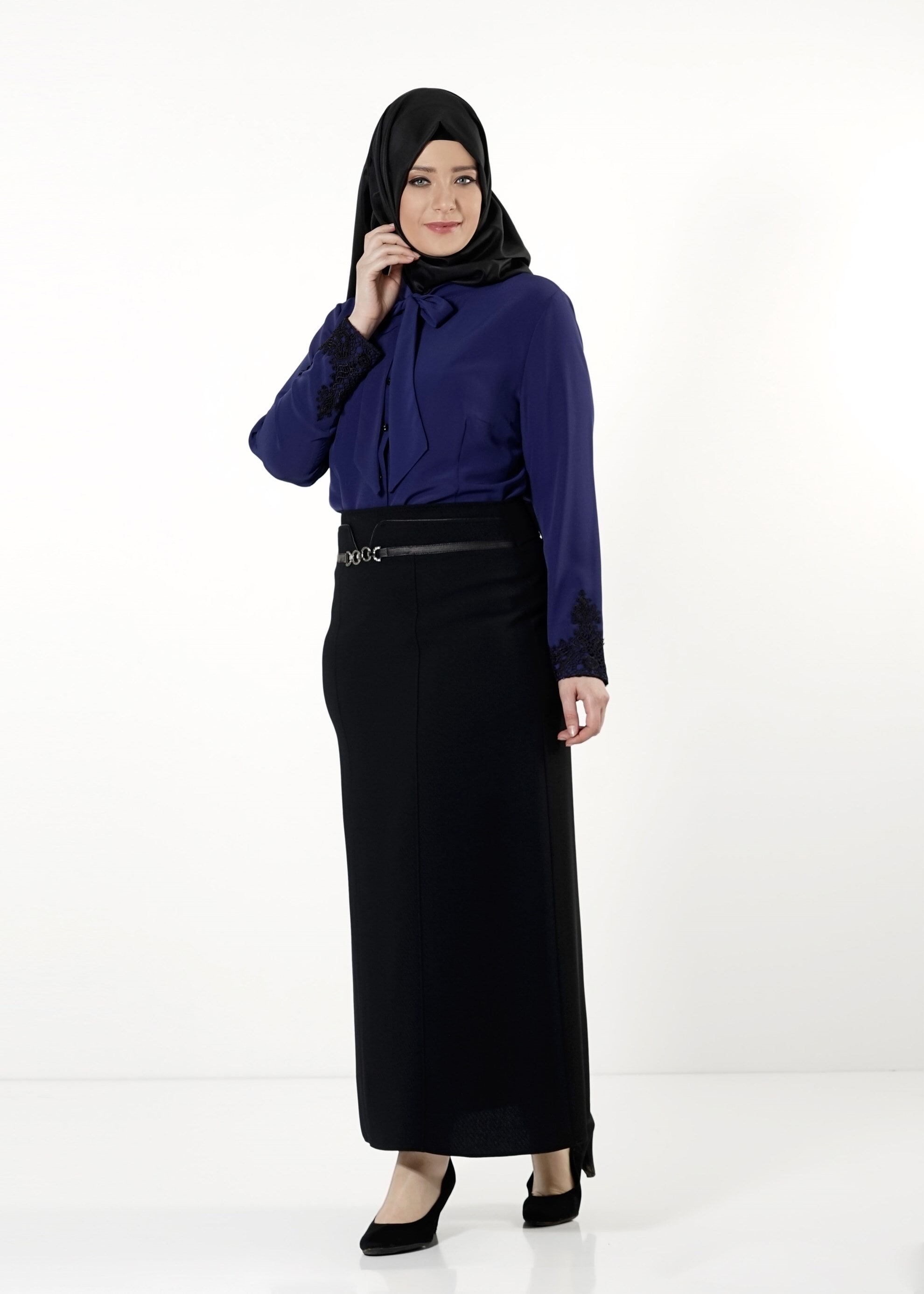 Tesettür giyim SİYAH DÜZ KESİM ETEK 6812 