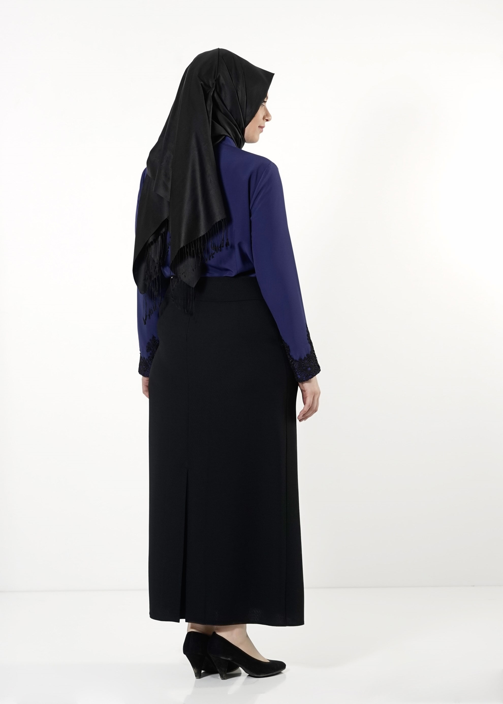 Tesettür giyim SİYAH DÜZ KESİM ETEK 6812 