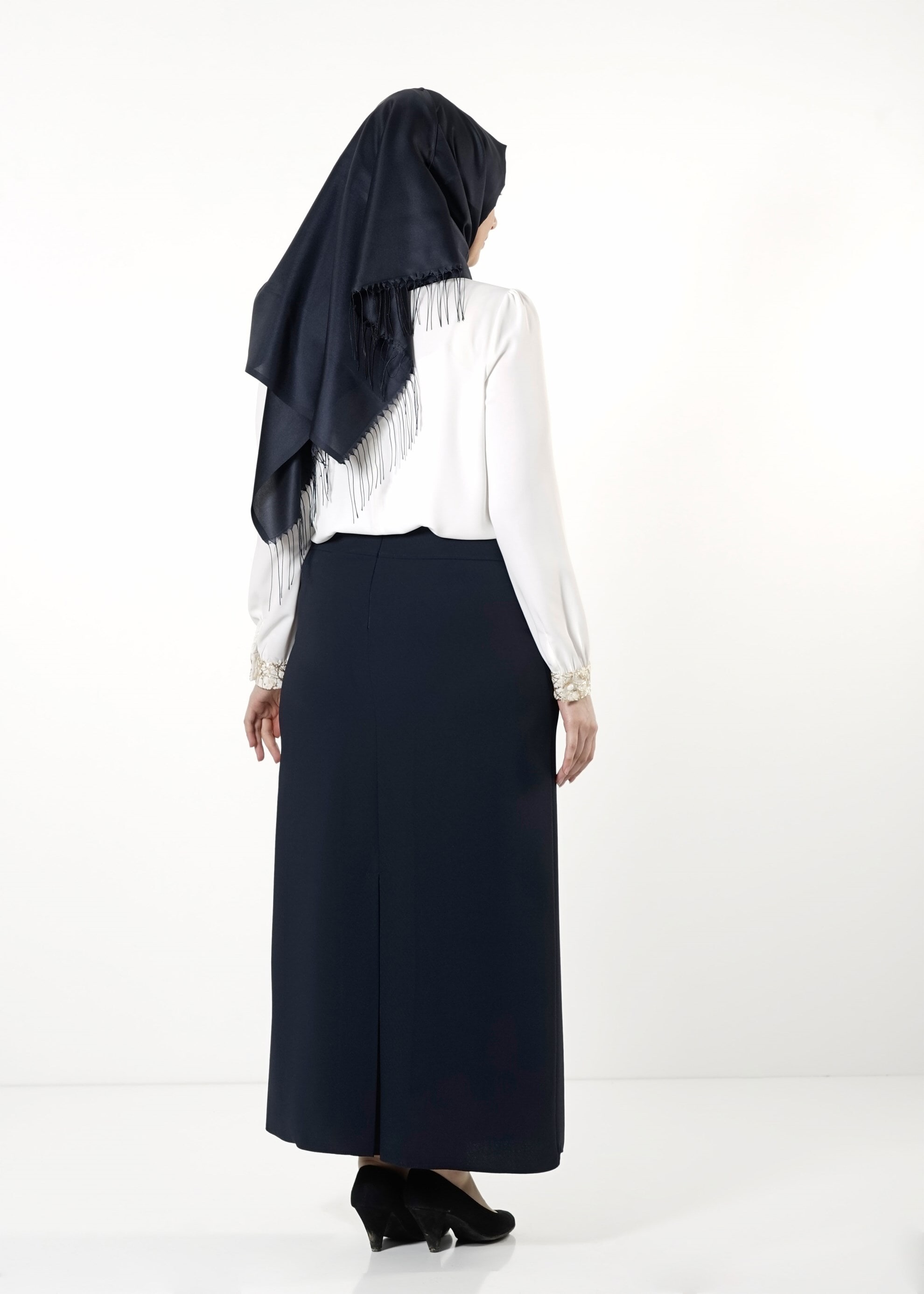 Tesettür giyim LACİVERT DÜZ KESİM ETEK 6812 