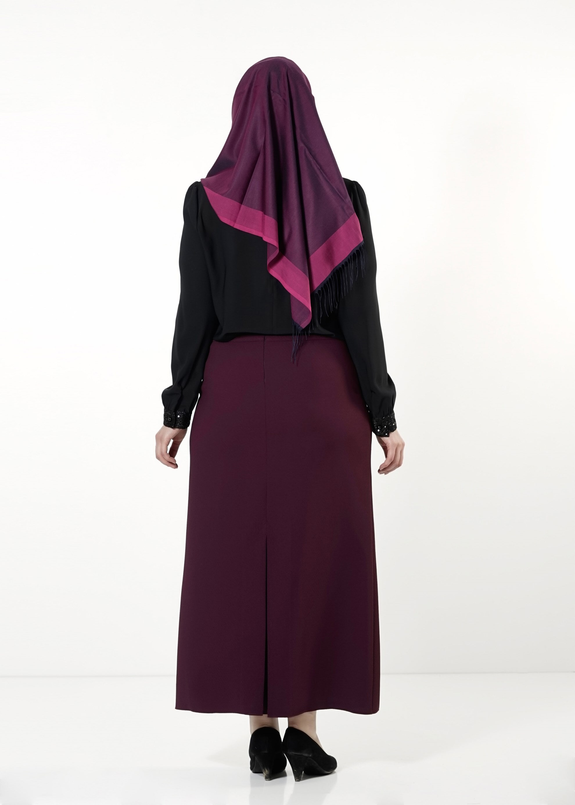 Tesettür giyim MÜRDÜM DÜZ KESİM ETEK 6812 