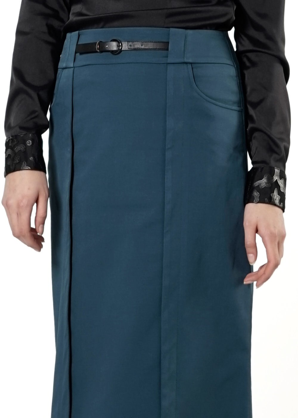 Tesettür giyim MAVİ DÜZ KESİM ETEK 6816 