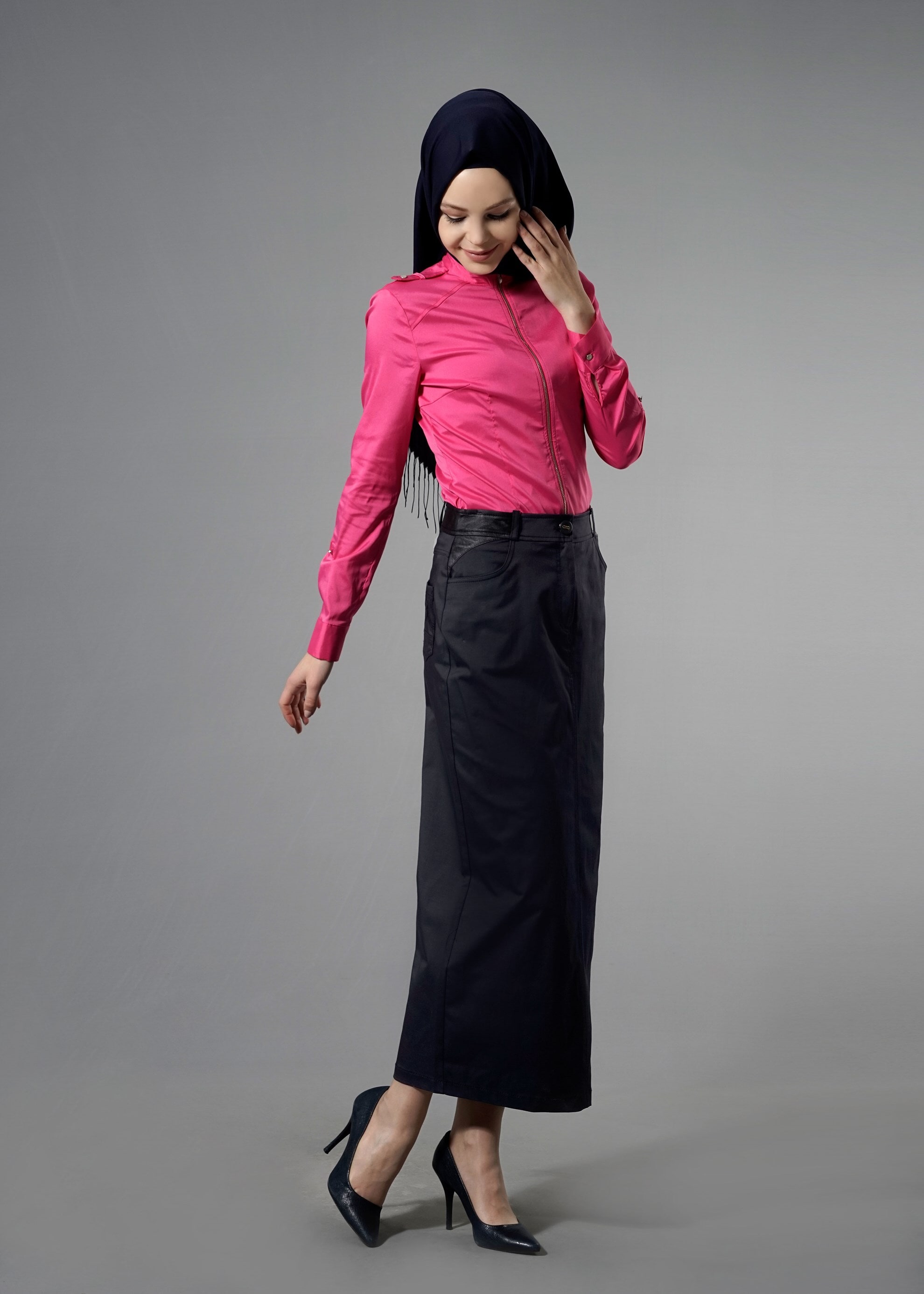 Tesettür giyim LACİVERT KALEM ETEK 6818 