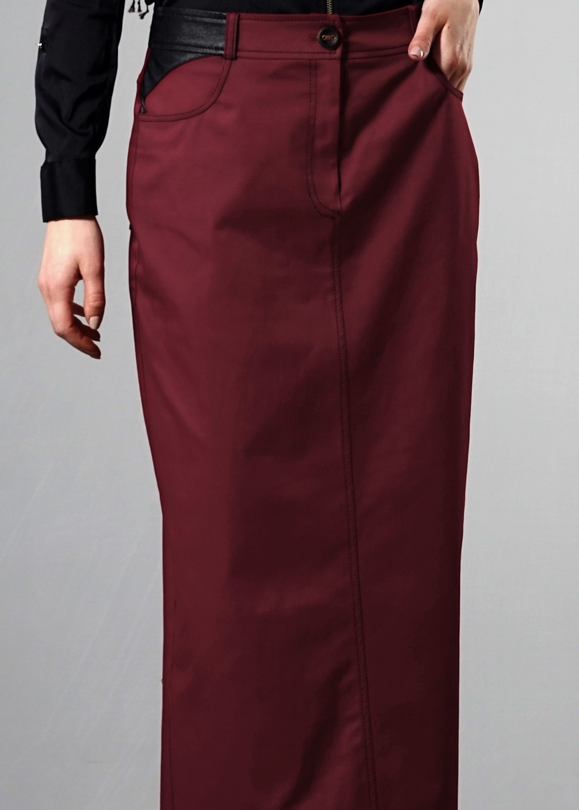 Tesettür giyim BORDO KALEM ETEK 6818 