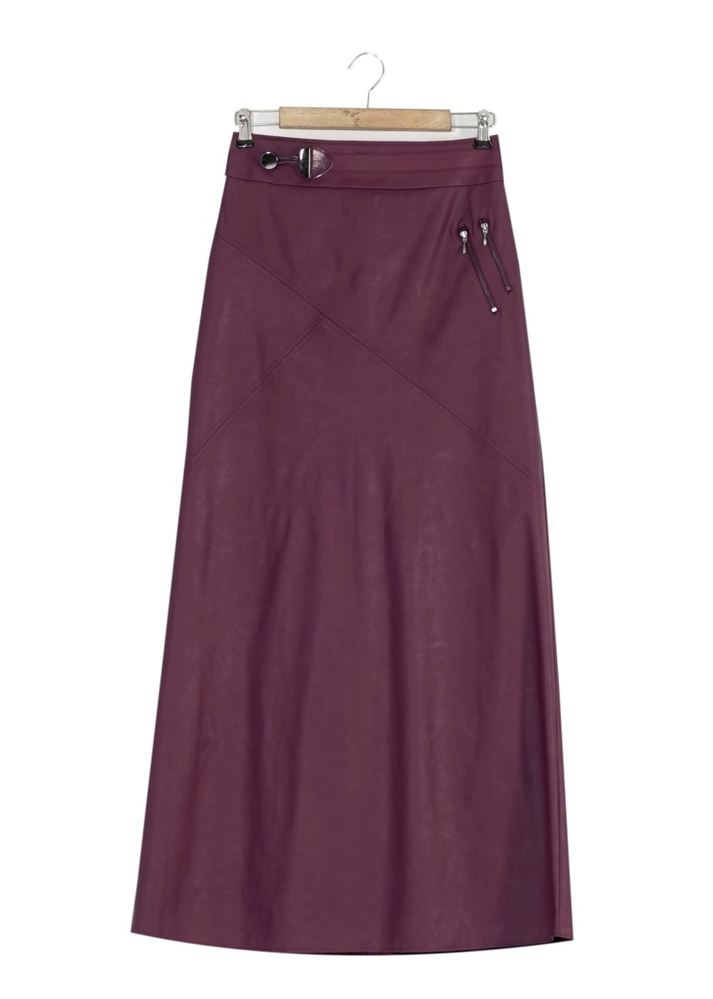 Tesettür giyim BORDO FERMUAR DETAYLI DERİ ETEK 6819 