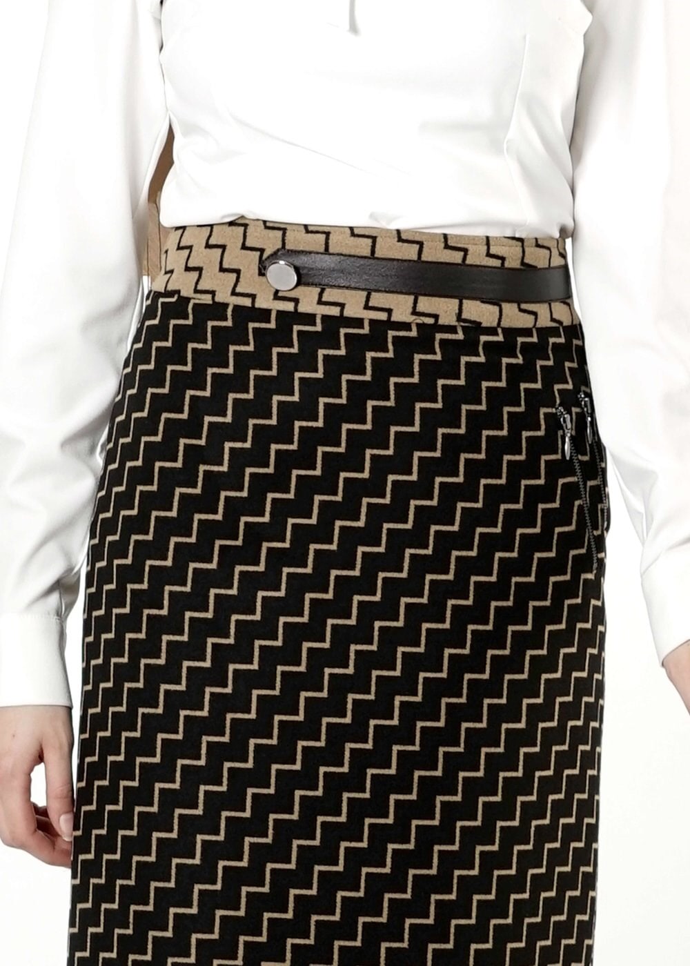 Tesettür giyim KAHVE FERMUARLI ETEK 6823 