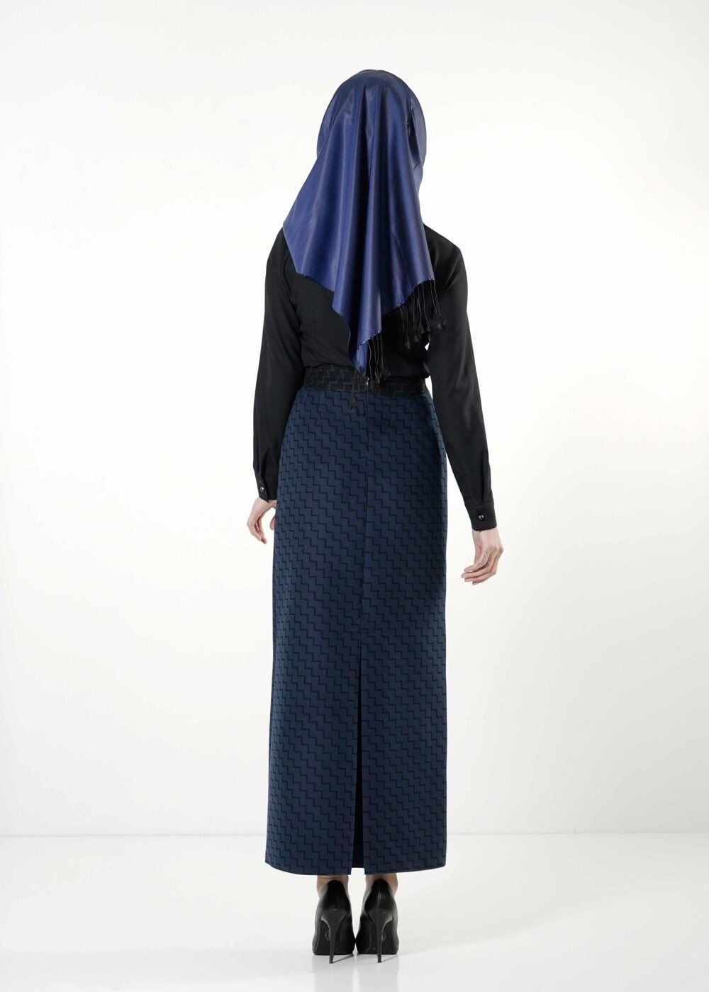 Tesettür giyim LACİVERT FERMUARLI ETEK 6823 