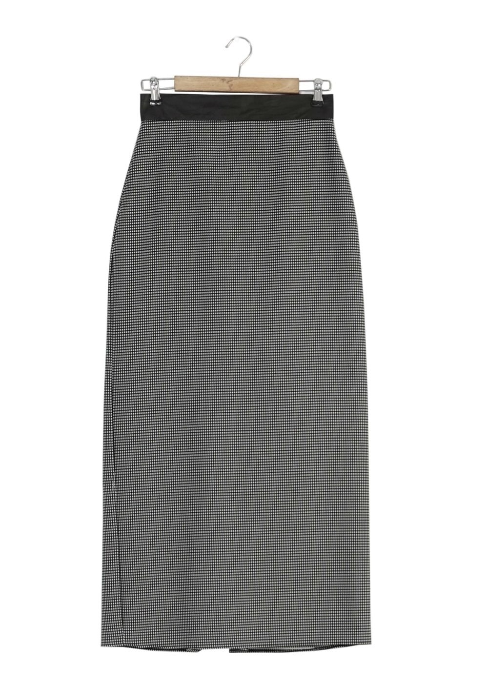 Tesettür giyim SİYAH KARELİ DÜZ KESİM ETEK 6771-1 