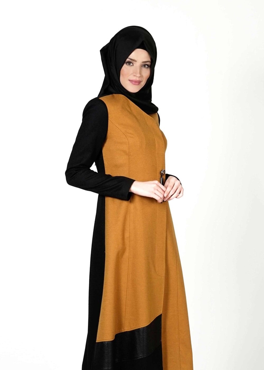 Tesettür giyim SARI 9348 KABAN