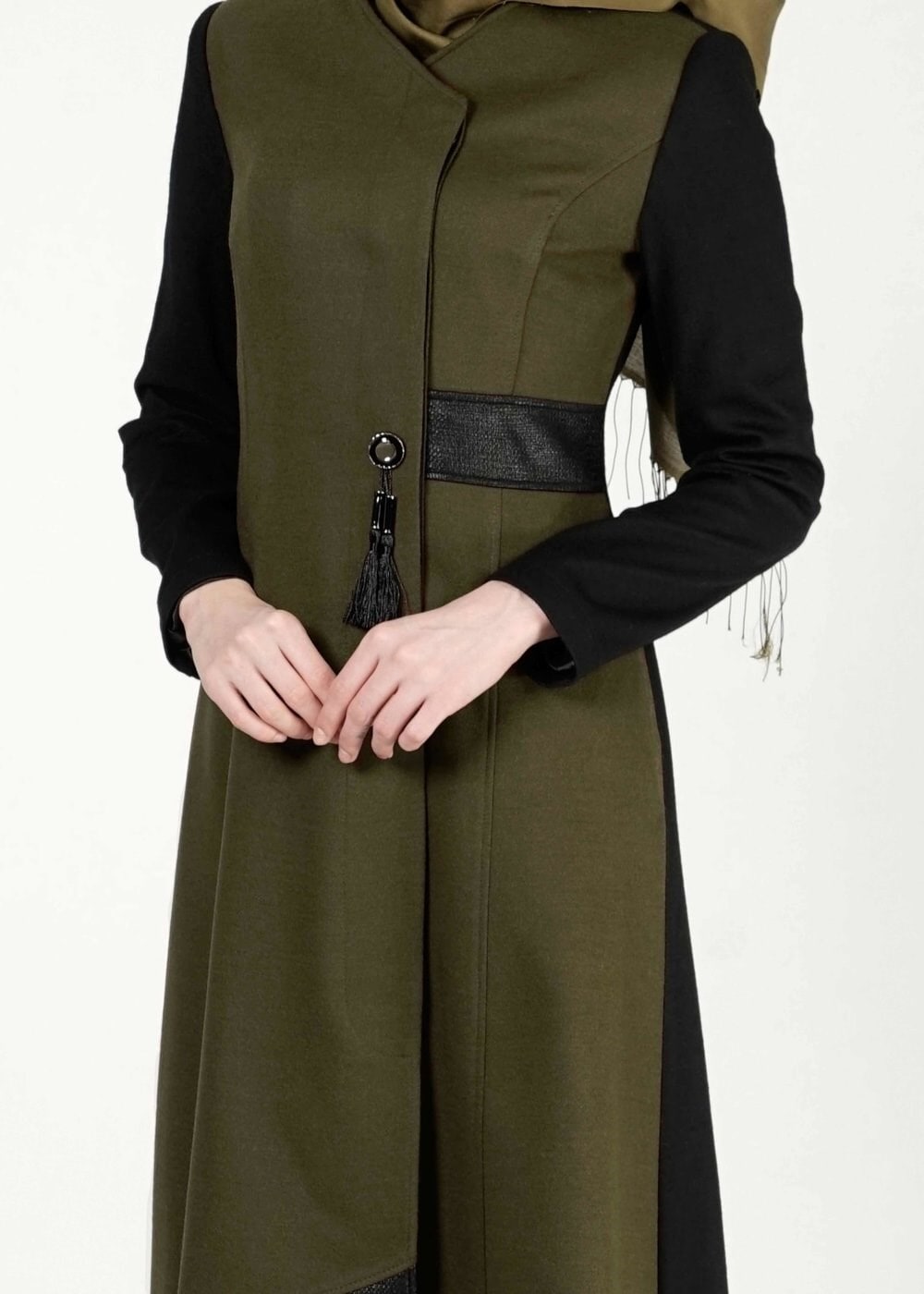 Tesettür giyim HAKİ 9348 KABAN