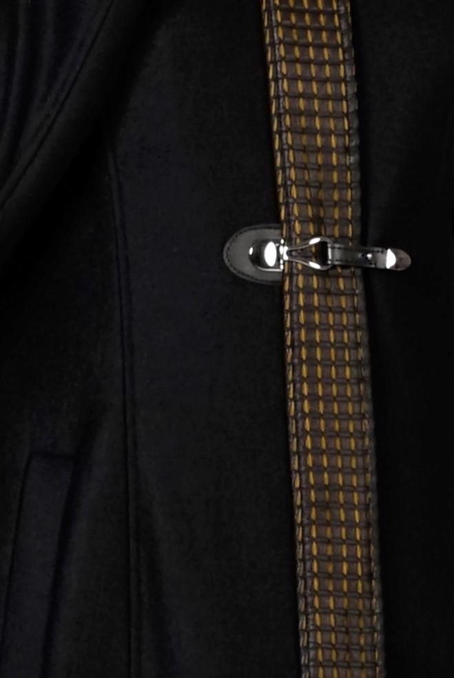 Tesettür giyim SİYAH ÖNÜ TOKA DETAYLI KABAN 9351  - ALVİNA