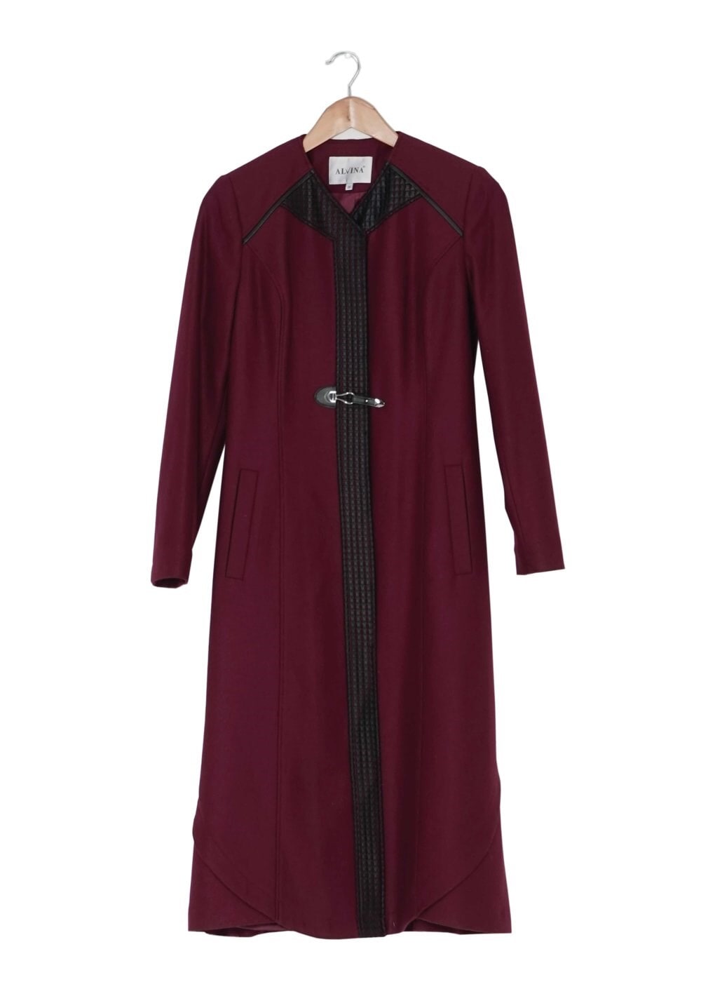 Tesettür giyim BORDO ÖNÜ TOKA DETAYLI KABAN 9351 