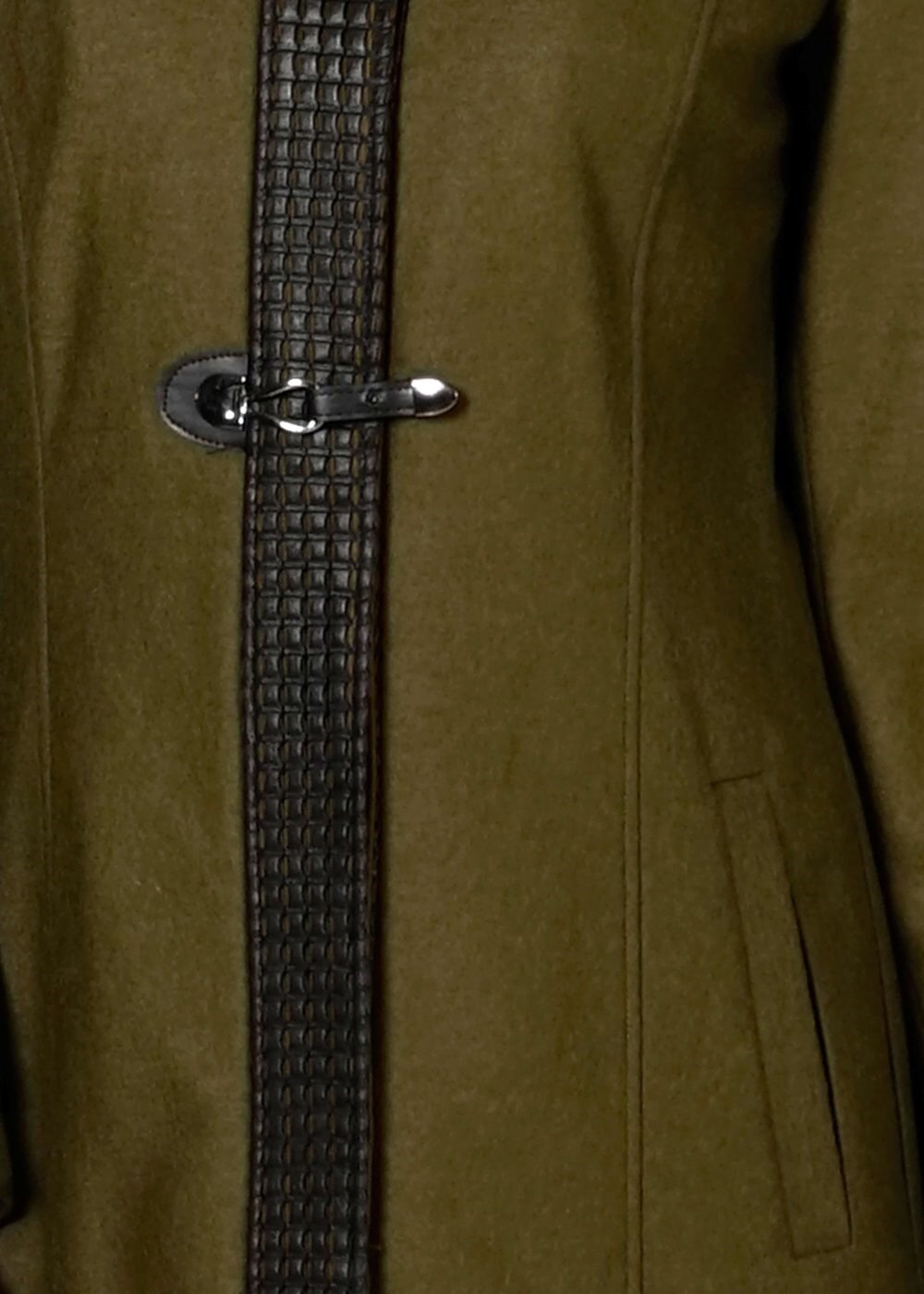 Tesettür giyim HAKİ ÖNÜ TOKA DETAYLI KABAN 9351 