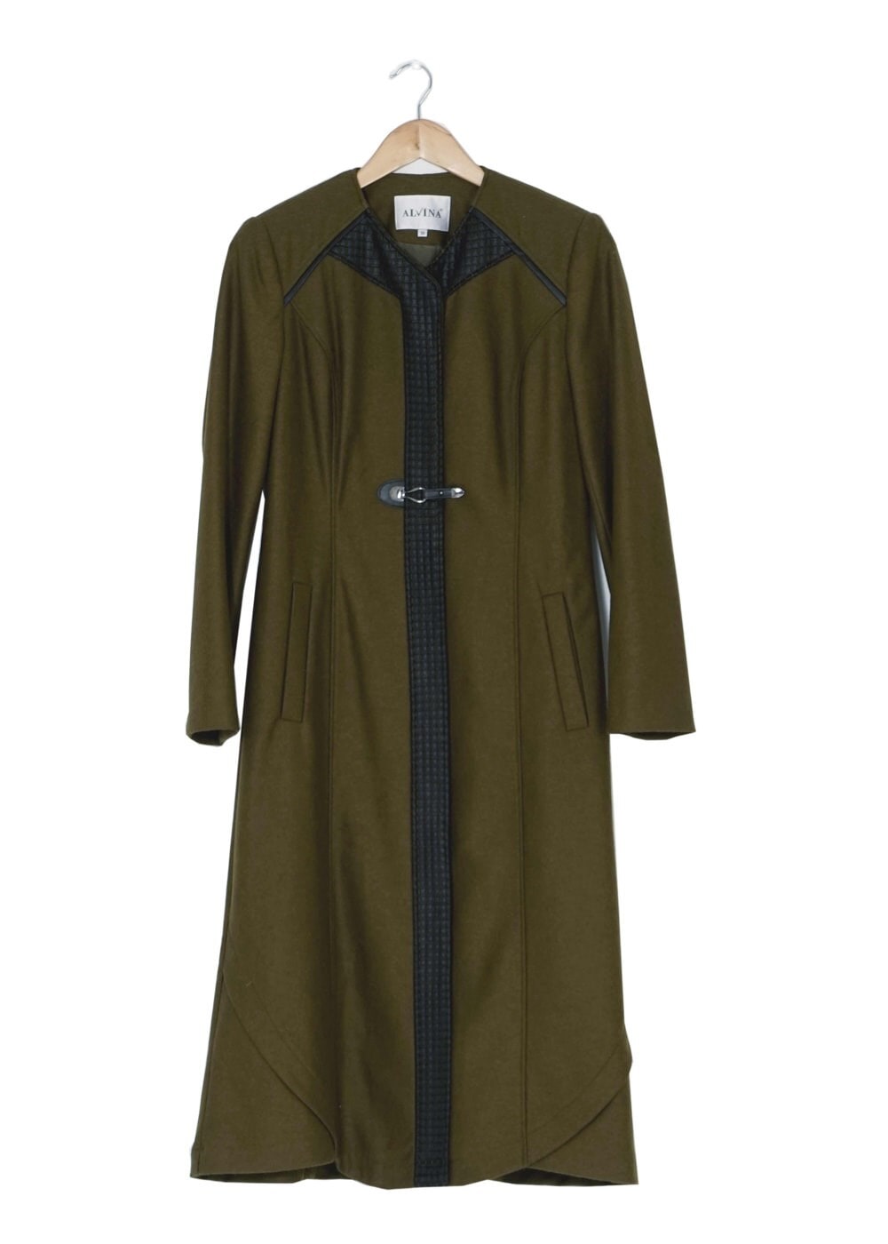 Tesettür giyim HAKİ ÖNÜ TOKA DETAYLI KABAN 9351 