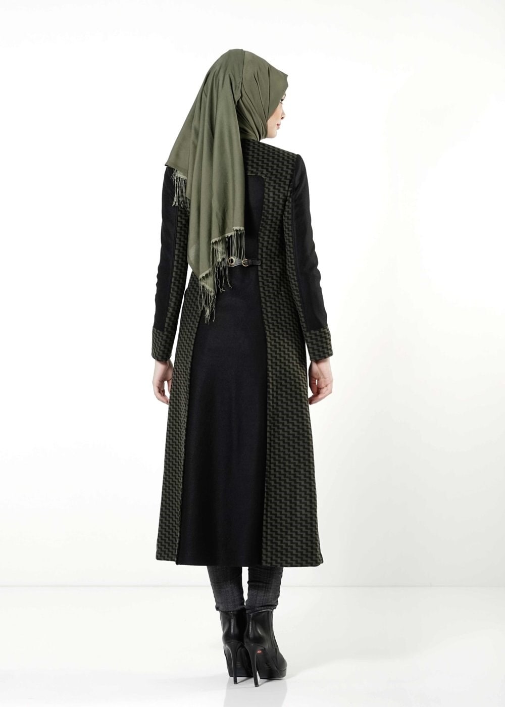 Tesettür giyim HAKİ 9355 KABAN 