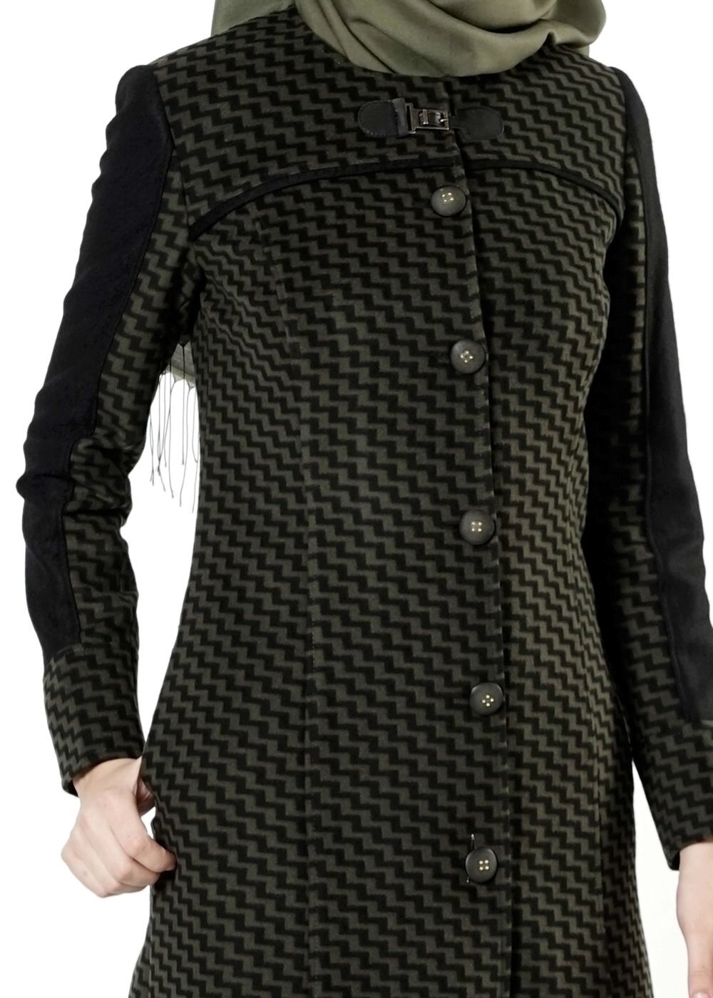 Tesettür giyim HAKİ 9355 KABAN 