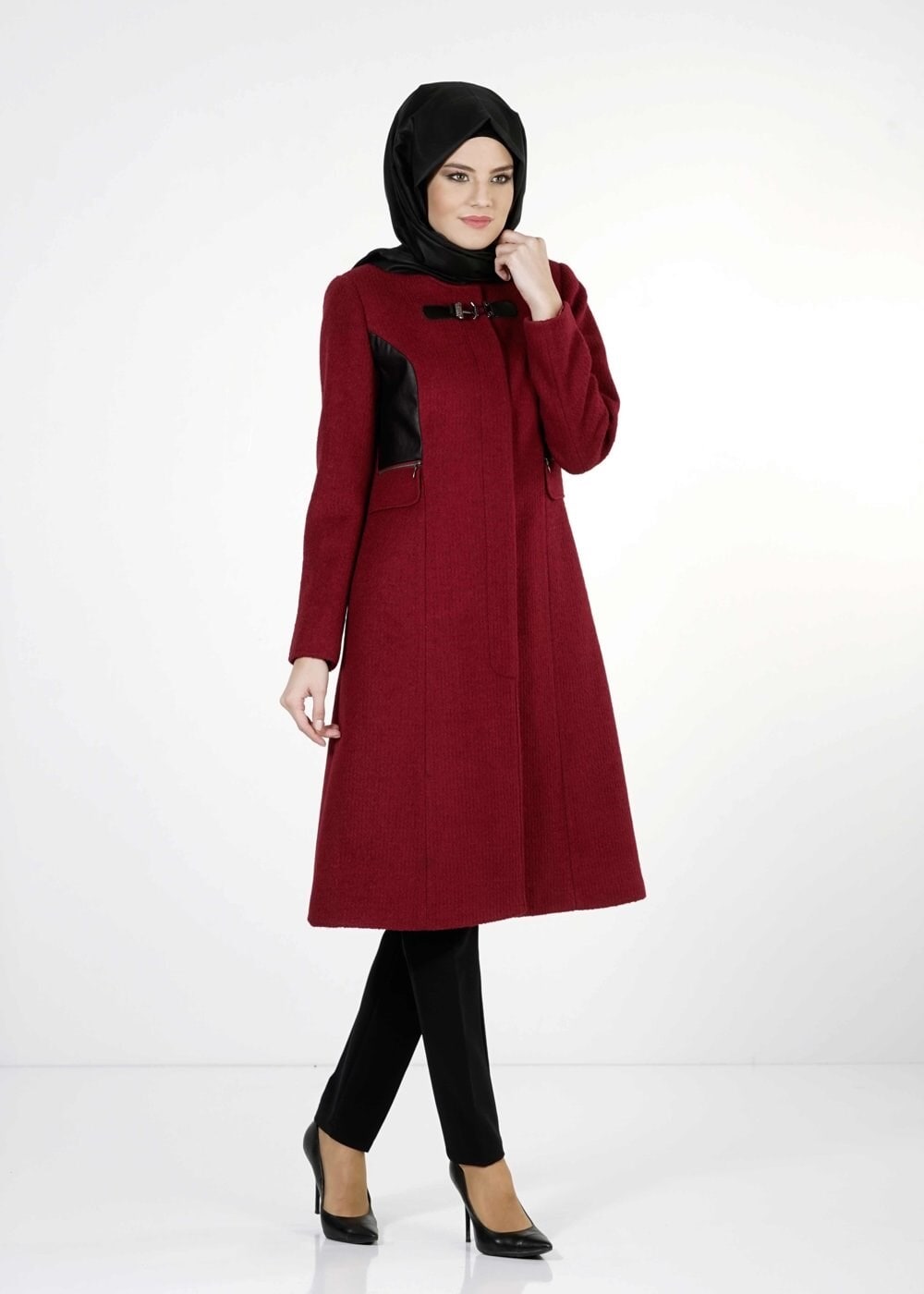 Tesettür giyim BORDO 9366 KABAN